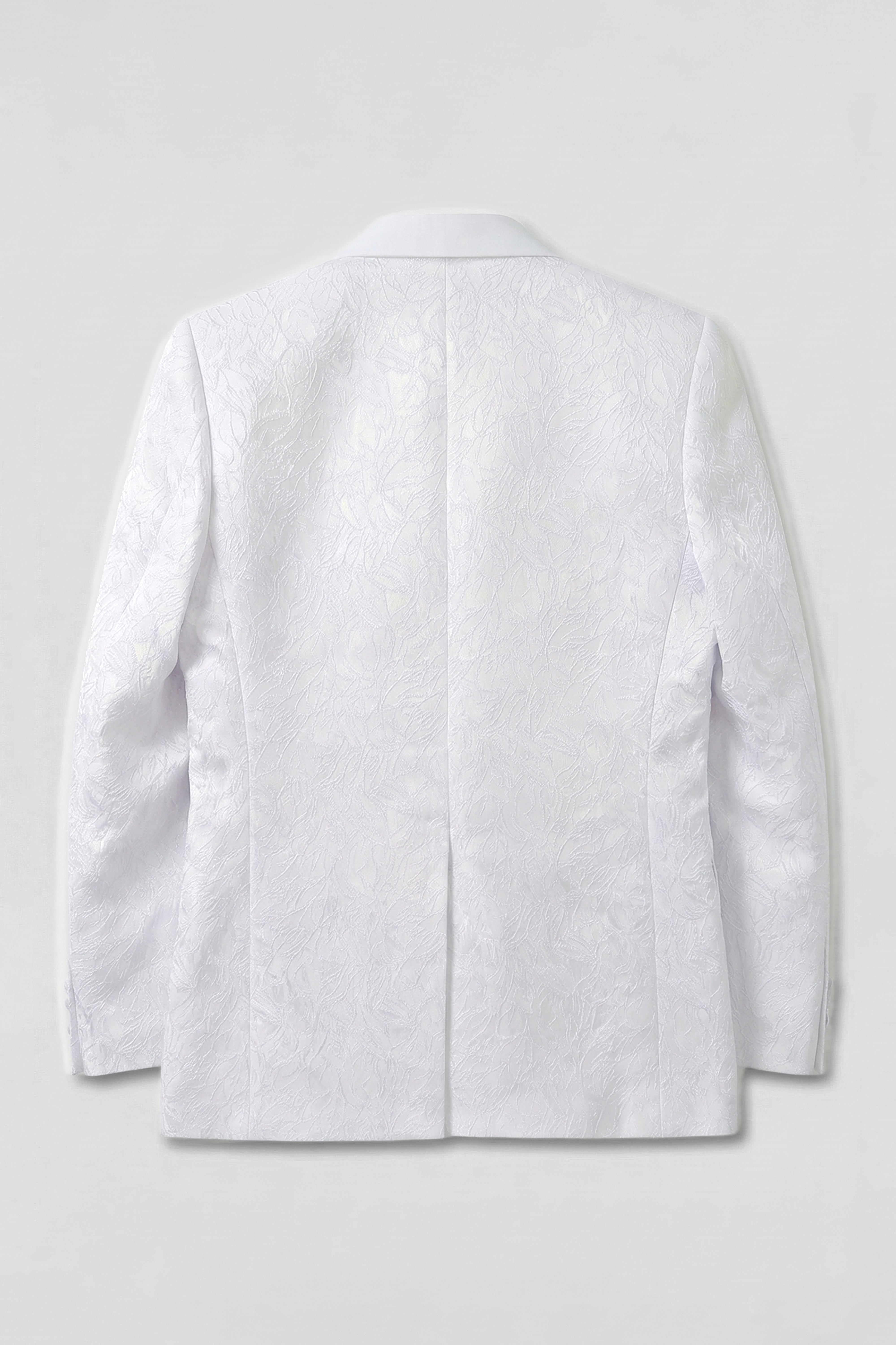 Costume de communion 5 pièces pour garçon, blanc à motif floral texturé - Blanc