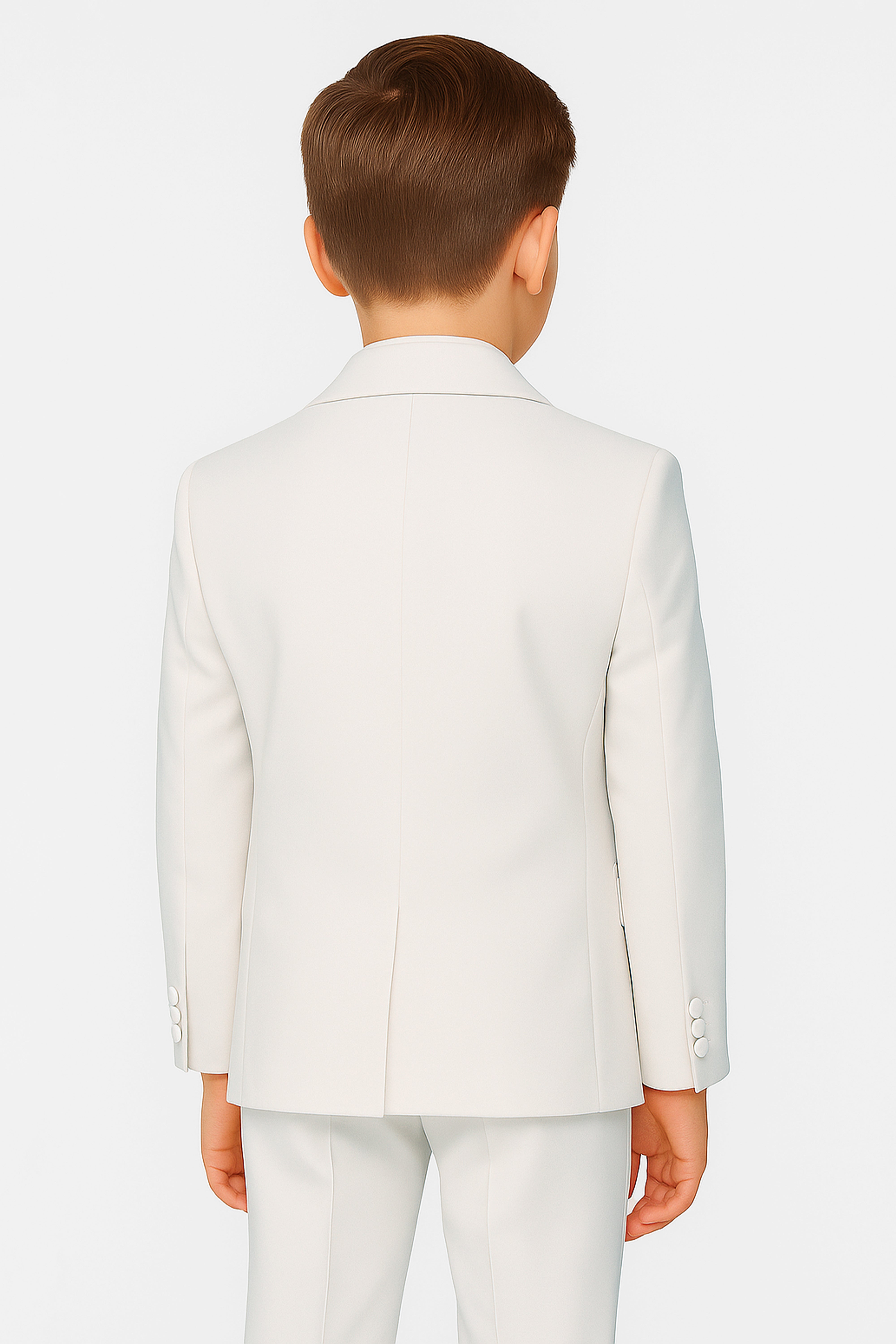 Ensemble de costume pour garçons 5 pièces avec gilet à double boutonnage - Ivoire