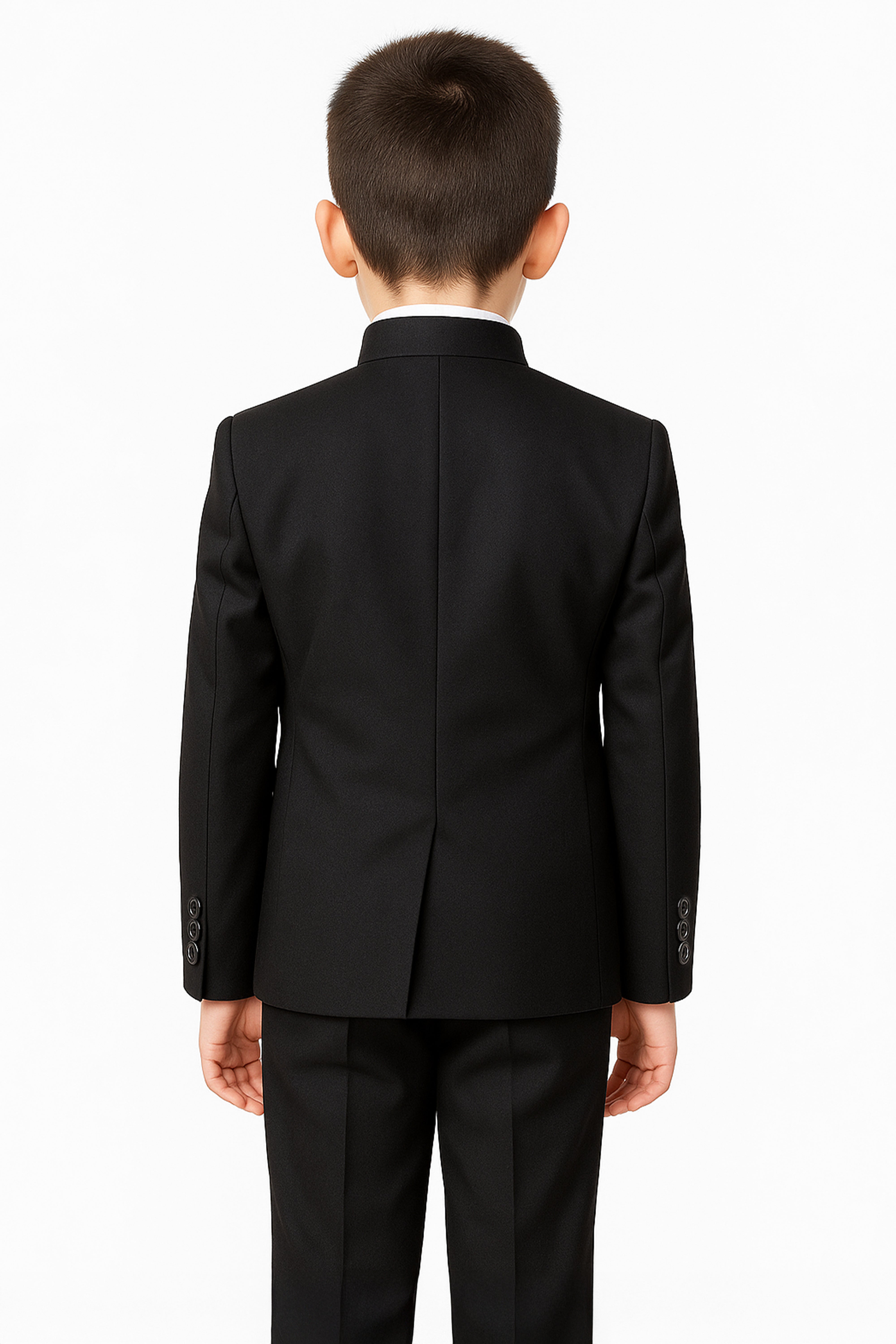 Boys’ 6-Piece Formal Ottoman Suit with Mandarin Collar - Black Back Picture