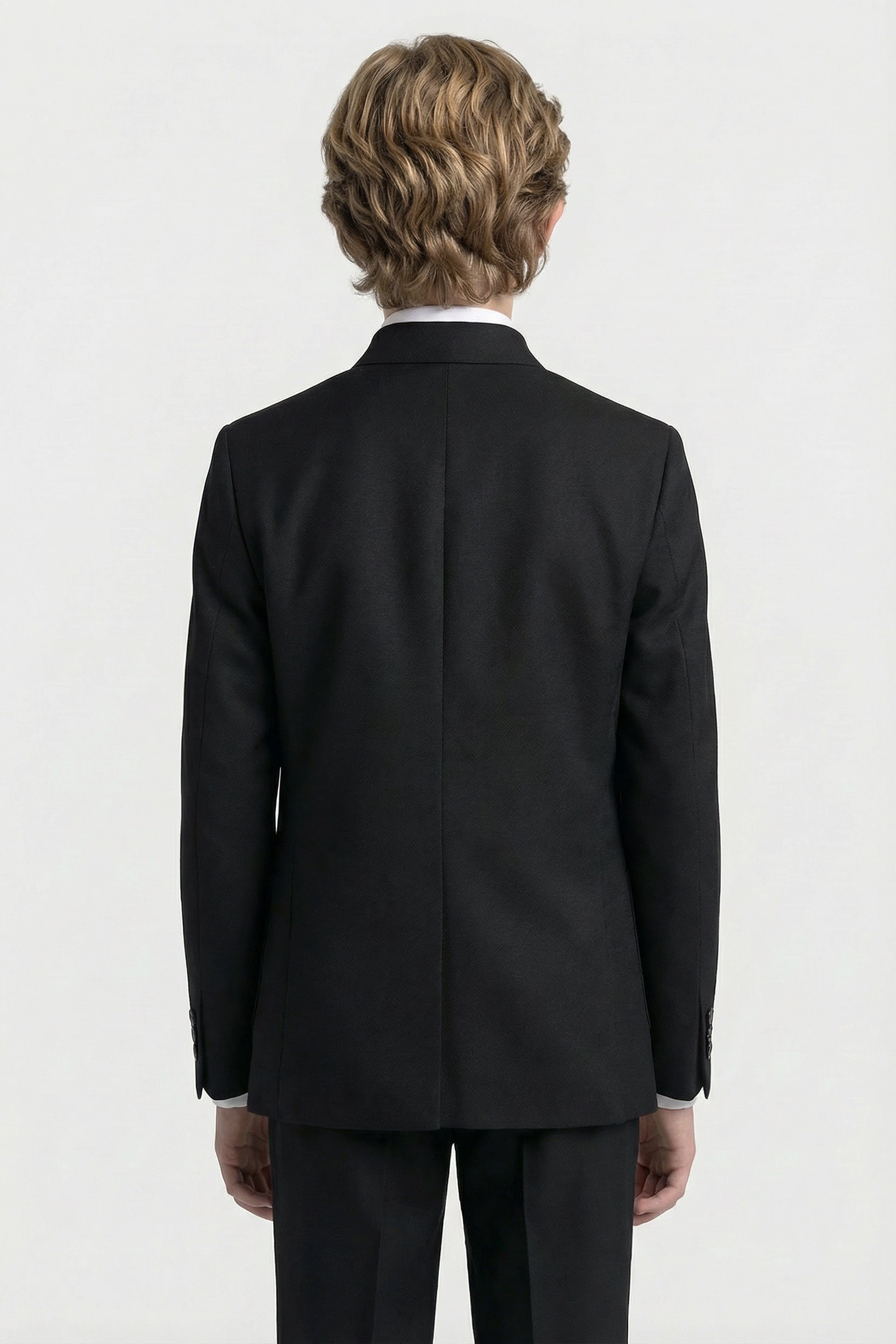 Boys’ 6-Piece Formal Ottoman Suit with Mandarin Collar - Black Back Picture