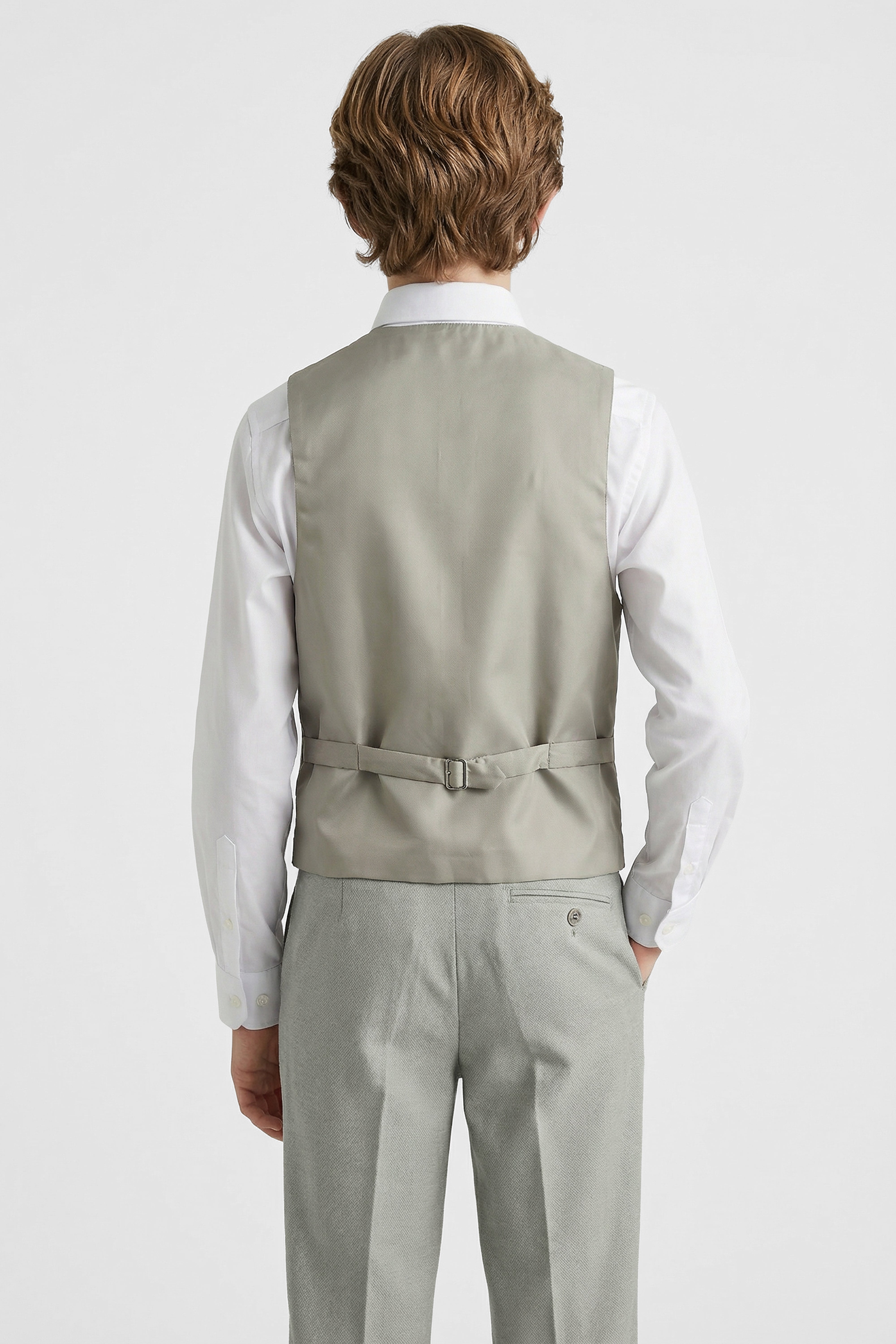 Boys’ 6-Piece Formal Ottoman Suit with Mandarin Collar - Green Model Back Picture