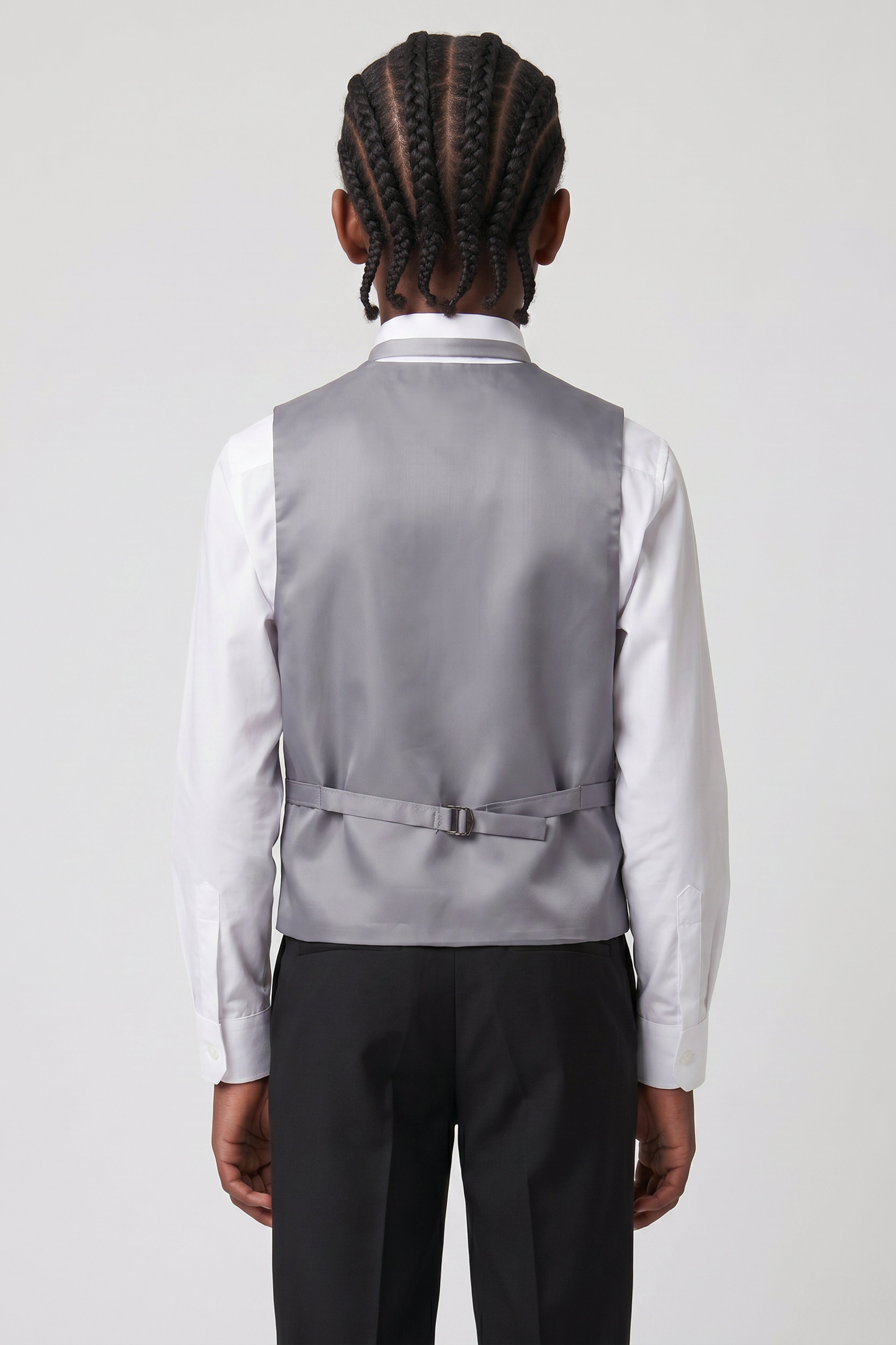 Boys 6-Piece Tuxedo Dinner Suit with Double Breasted Waistcoat - DAMATLIK W - Grey