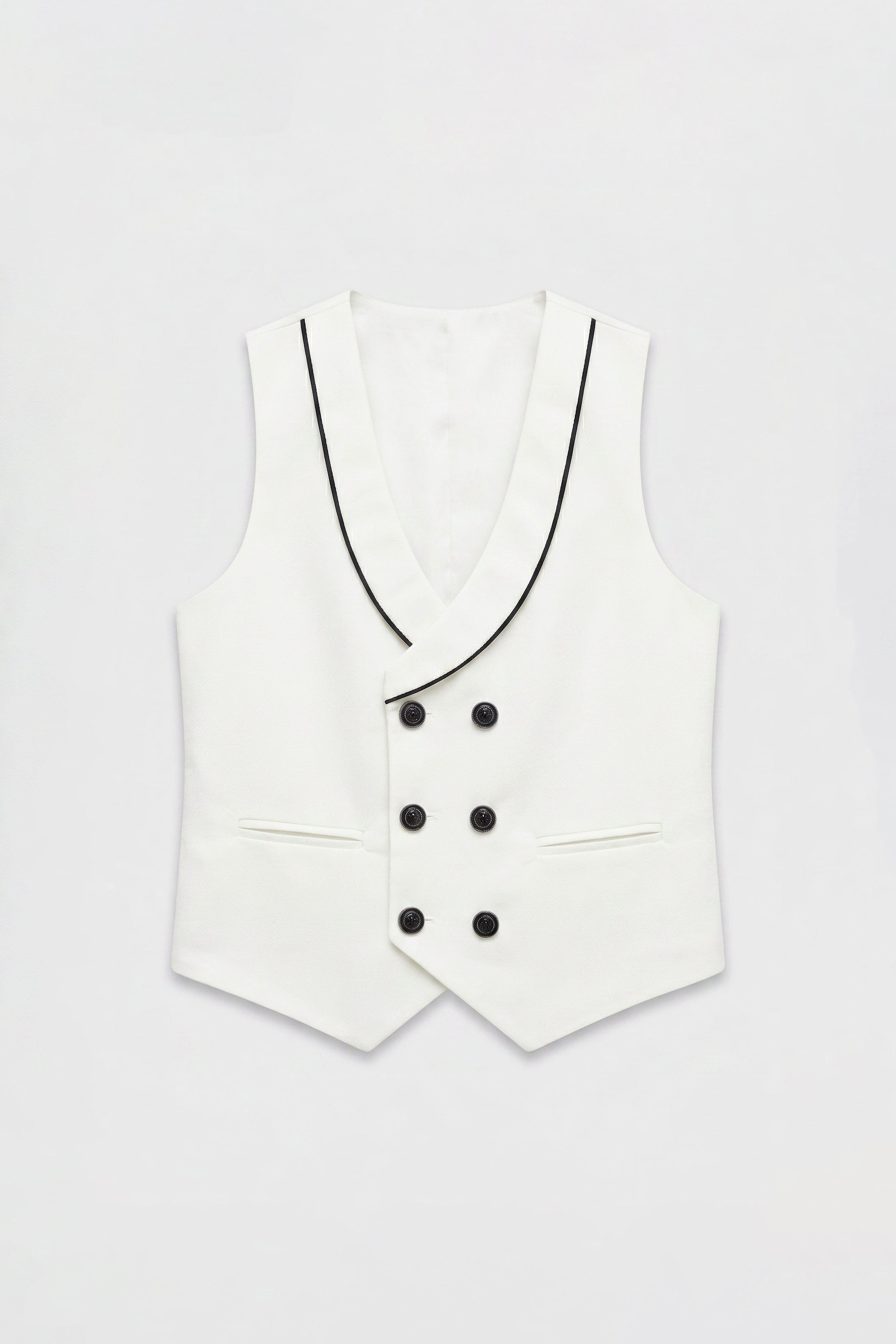 Boys 6-Piece Tuxedo Dinner Suit with Double Breasted Waistcoat - DAMATLIK W - Ivory