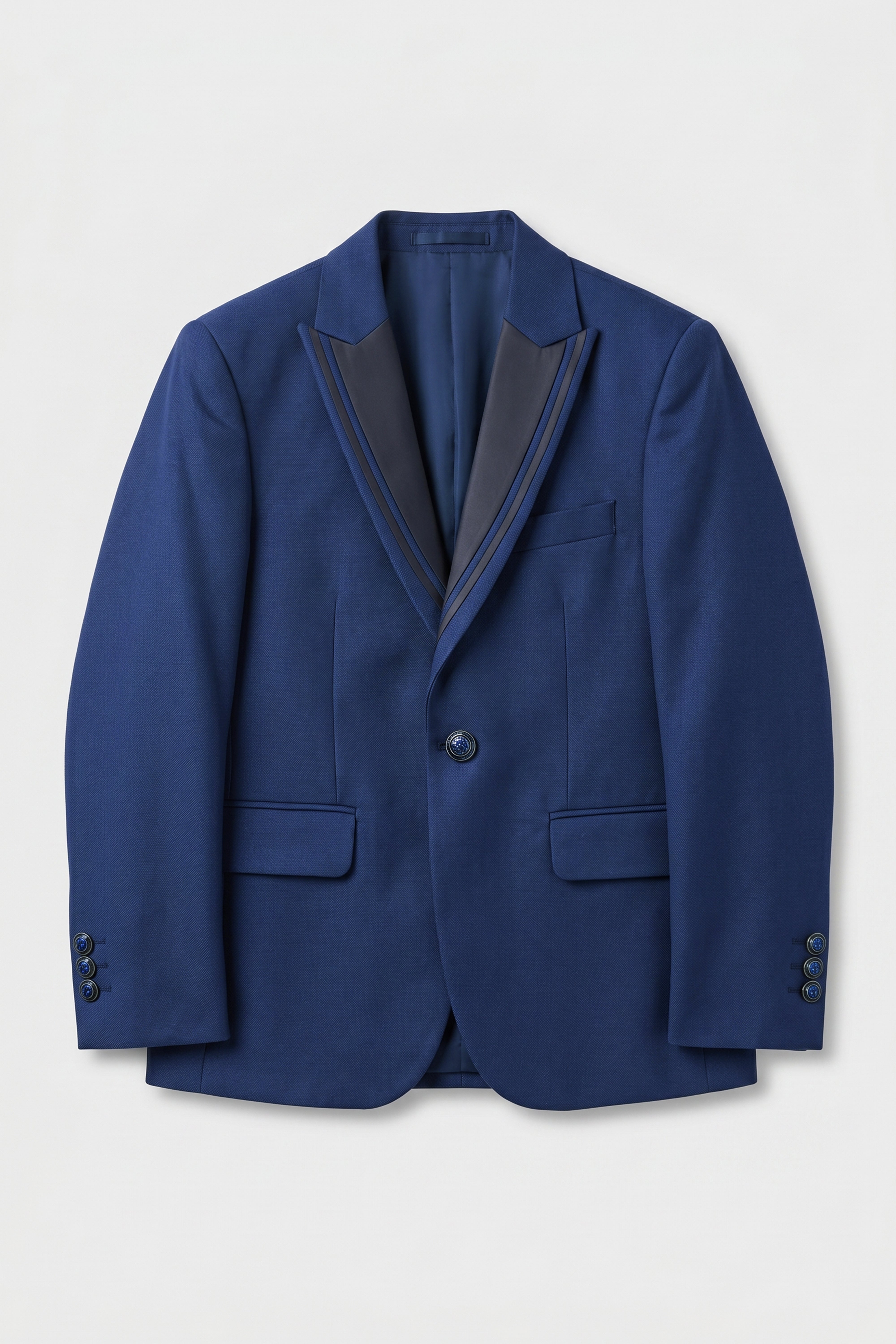 Boys 6-Piece Tuxedo Dinner Suit with Double Breasted Waistcoat - DAMATLIK W - Navy