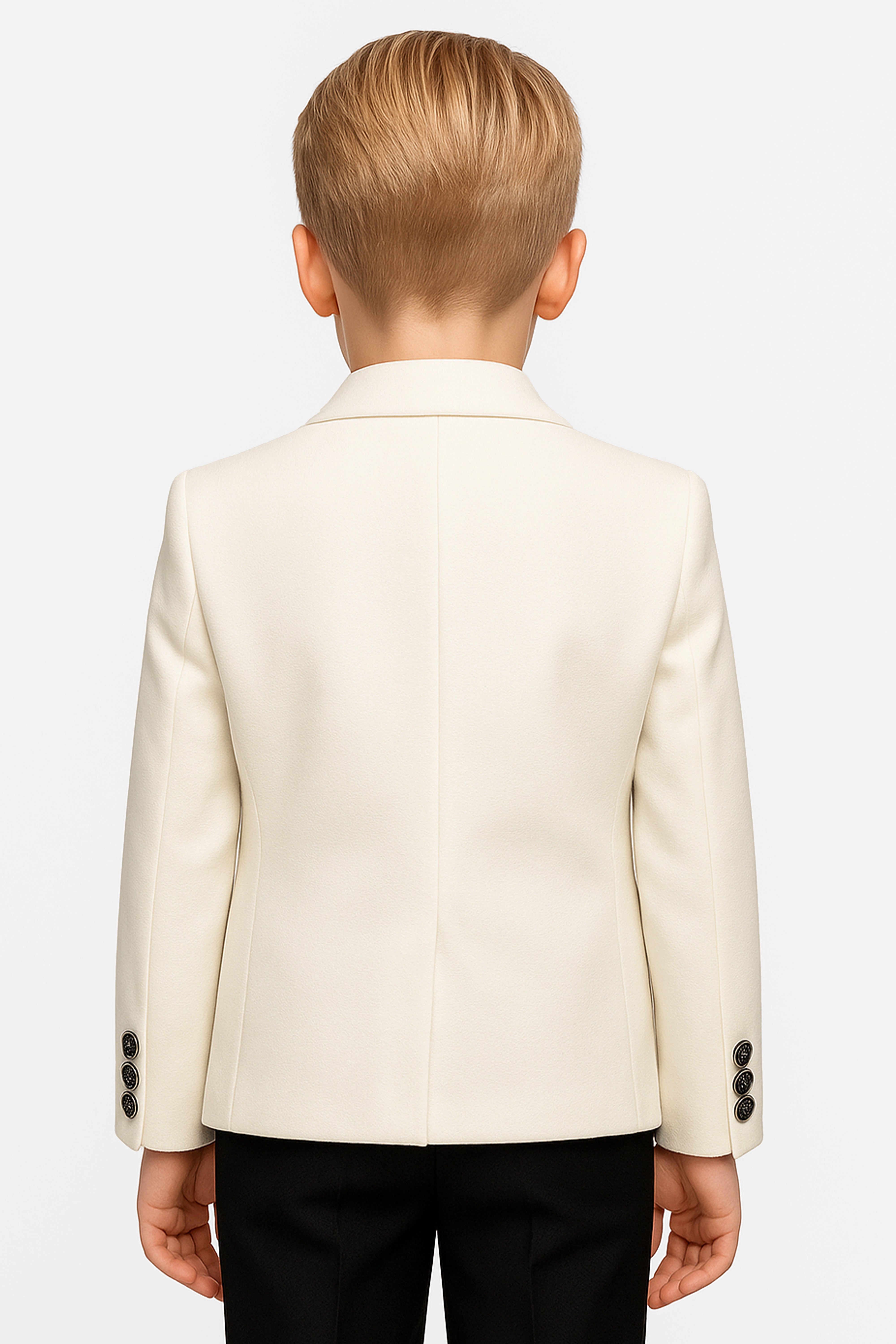 Boys’ 6-Piece Tuxedo Dinner Suit with Double Breasted Waistcoat - DAMATLIK - Ivory Back Picture