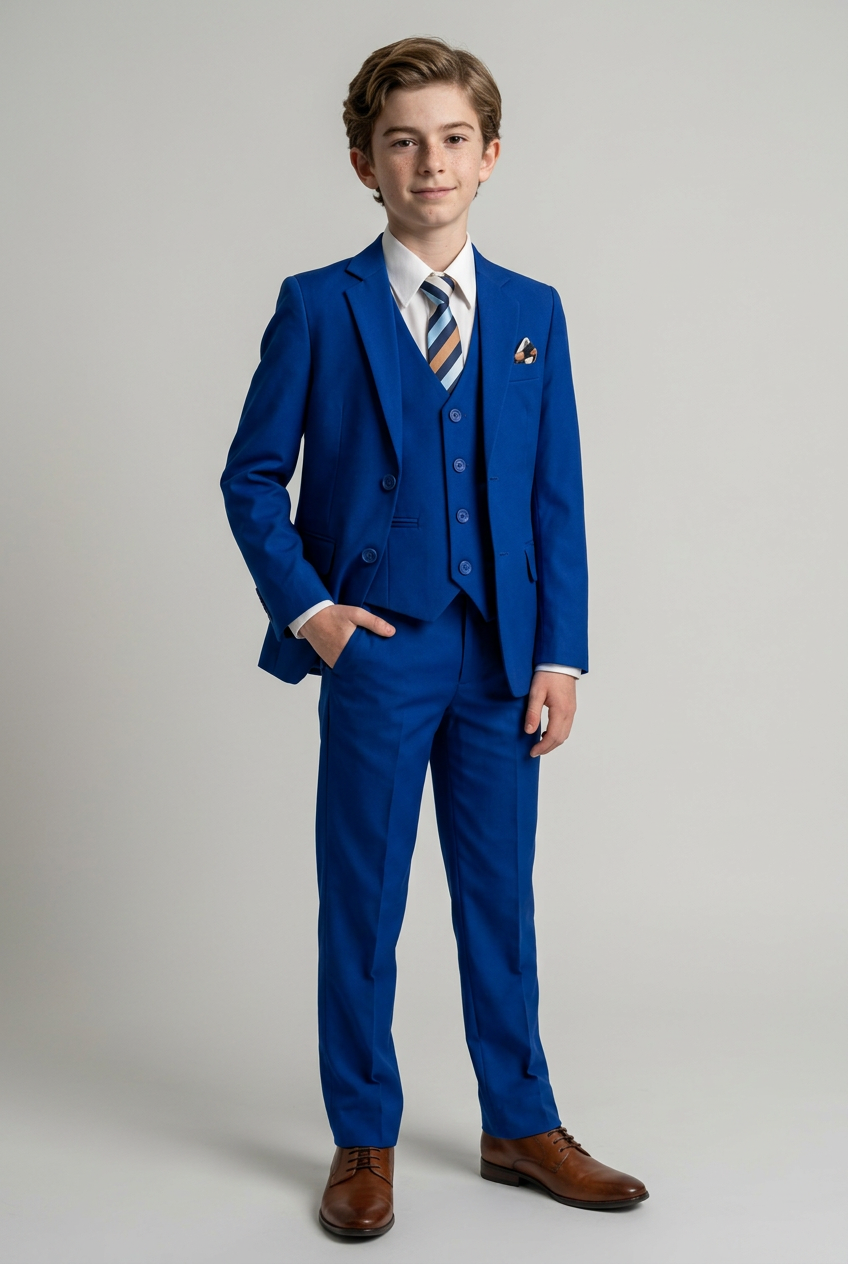 Costume habillé 6 pièces pour garçon - RUN - Bleu électrique