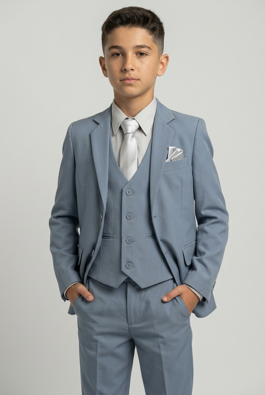 Boys 6 Piece All In One Formal Suit Set - RUN - Light Grey
