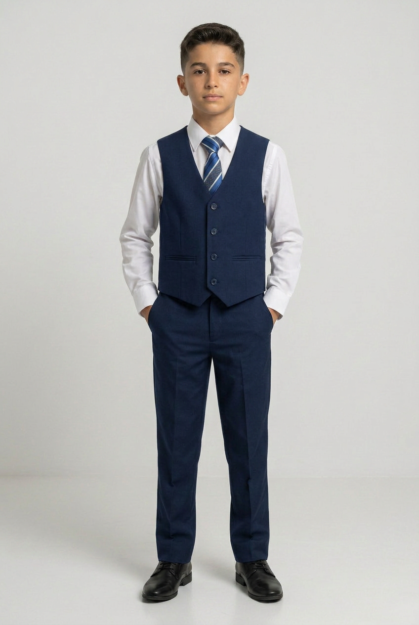 Conjunto formal para niños de 6 piezas todo en uno - RUN - Azul marino