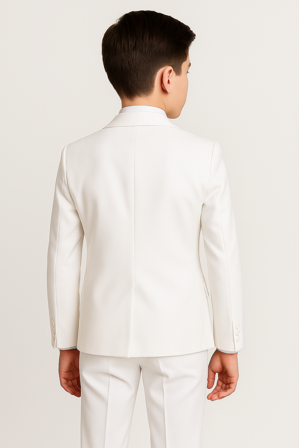 Jungen Anzug-Set zur Kommunion, 6-teilig, Tailored Fit – Weiß – Gold