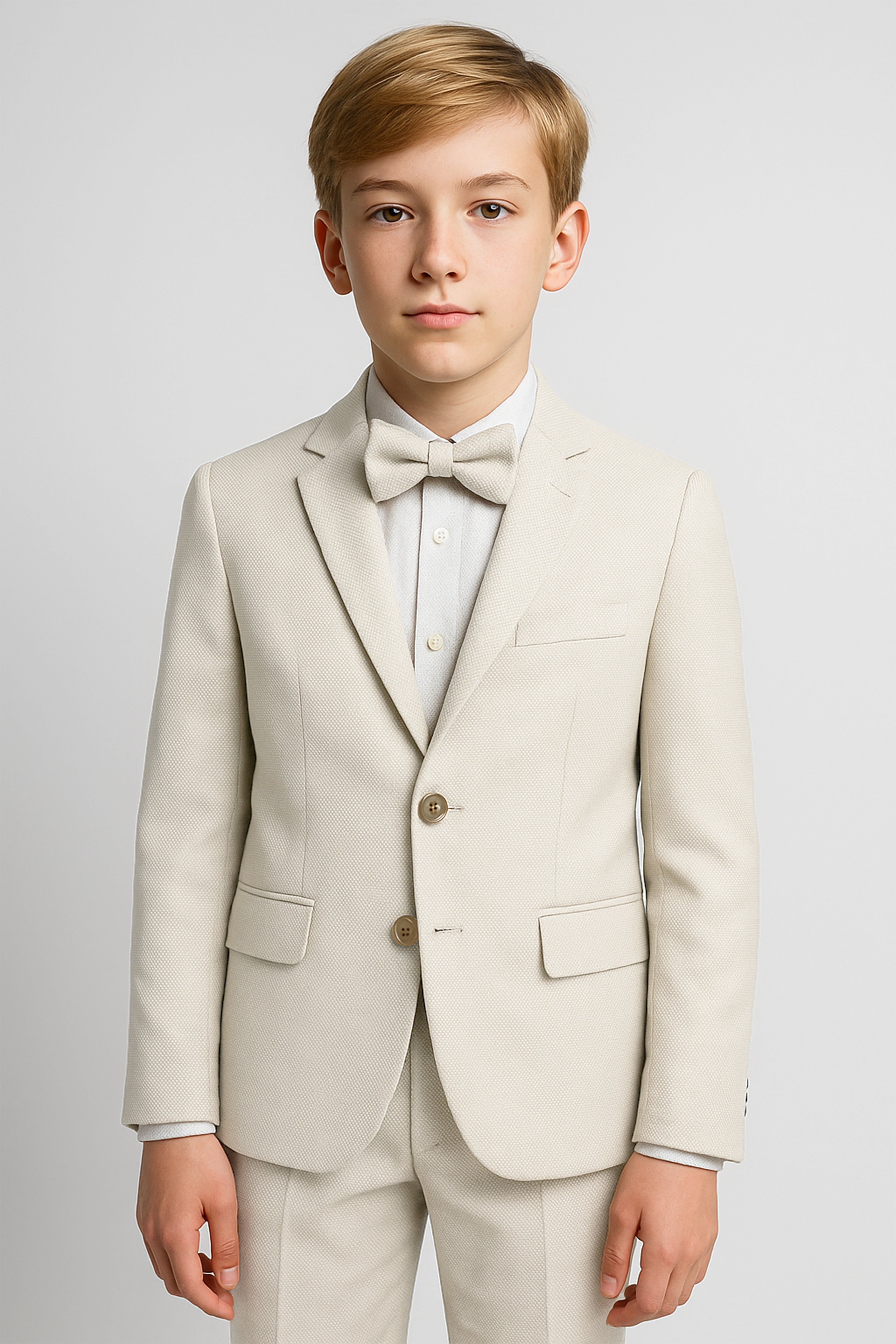 Boys’ 7-Piece Self-Patterned Formal Suit Set - Planet - Beige Model Picture