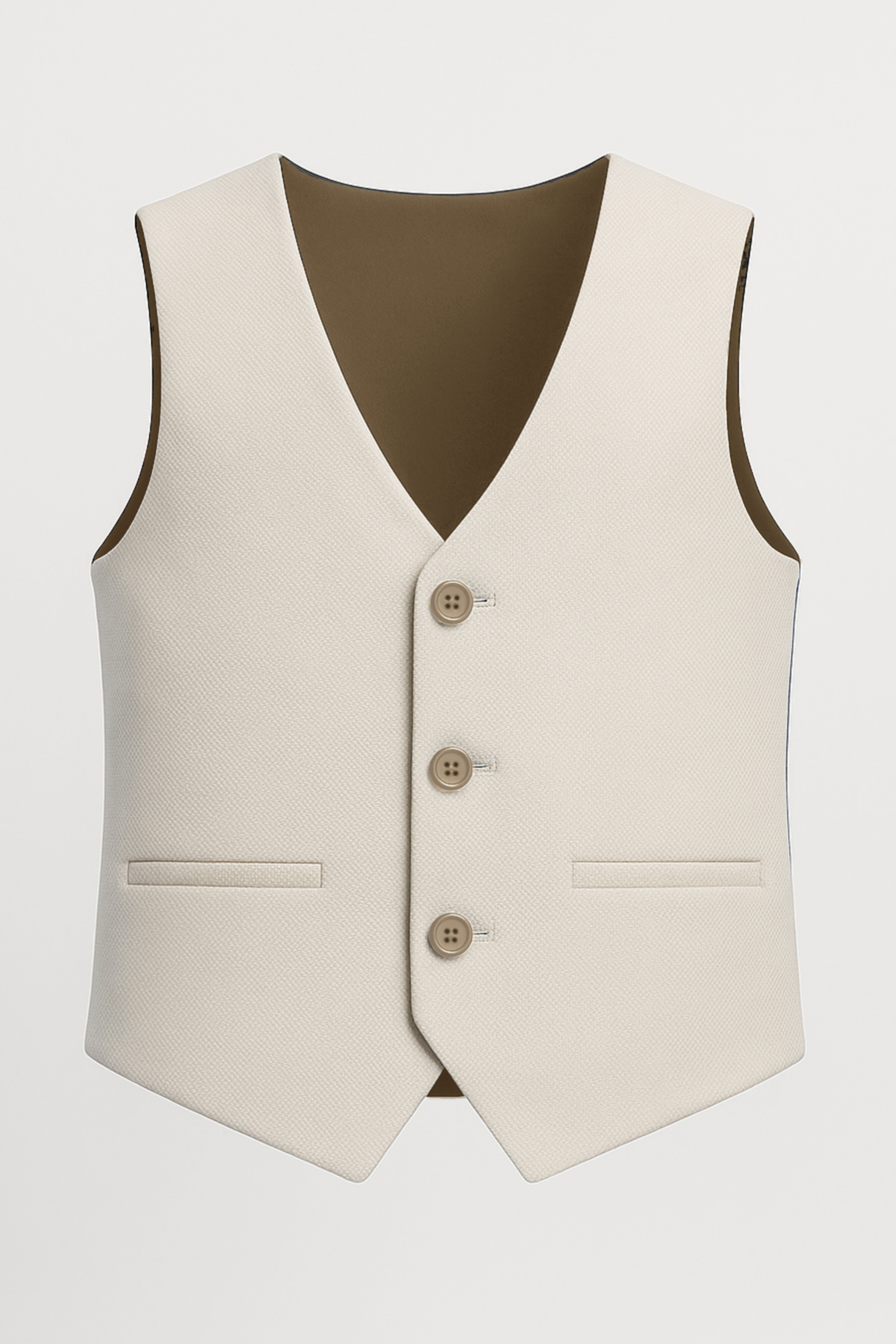 Boys’ 7-Piece Self-Patterned Formal Suit Set - Planet - Beige Waistcoat Picture