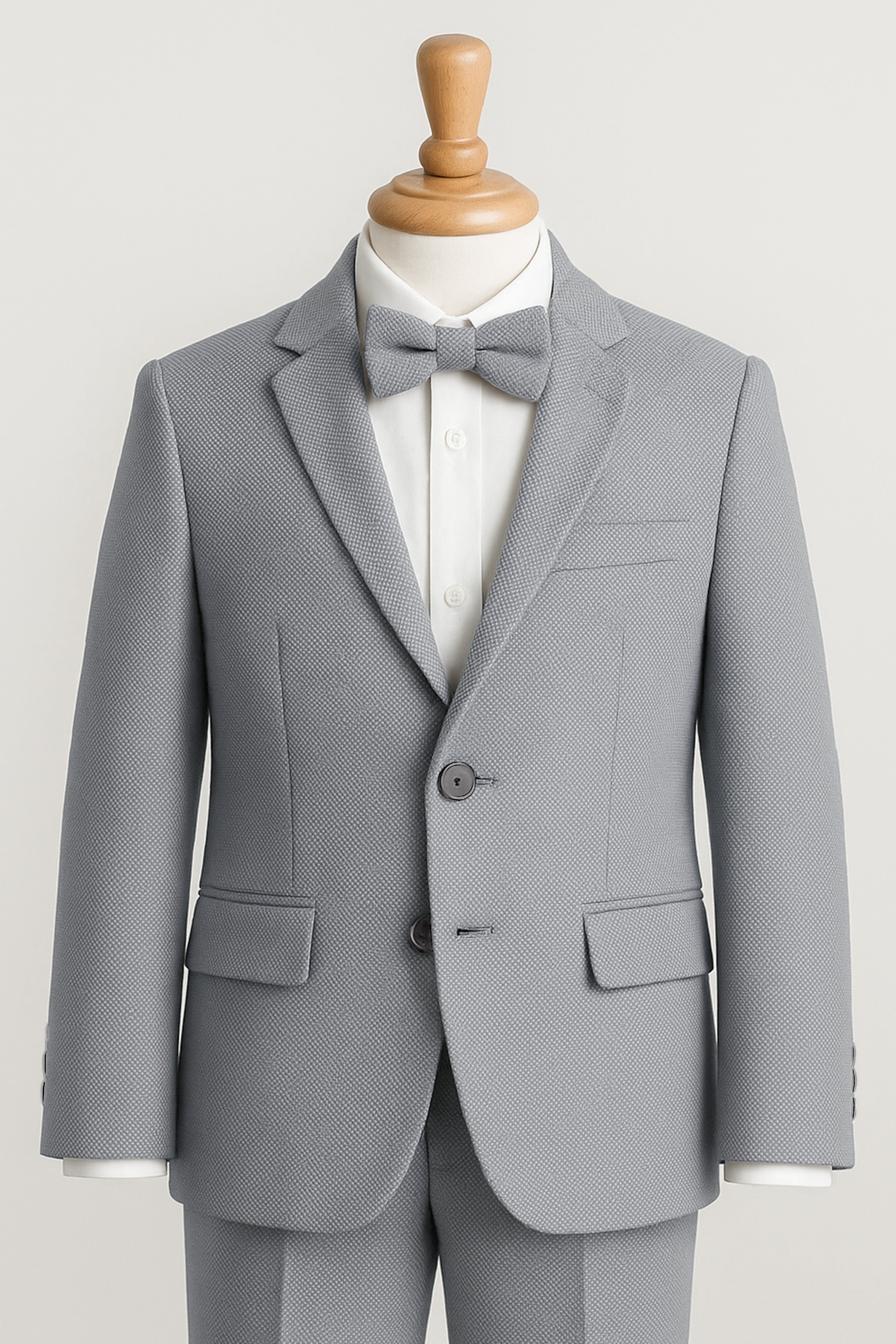 Boys’ 7-Piece Self-Patterned Formal Suit Set - Planet - Grey Bowtie Picture