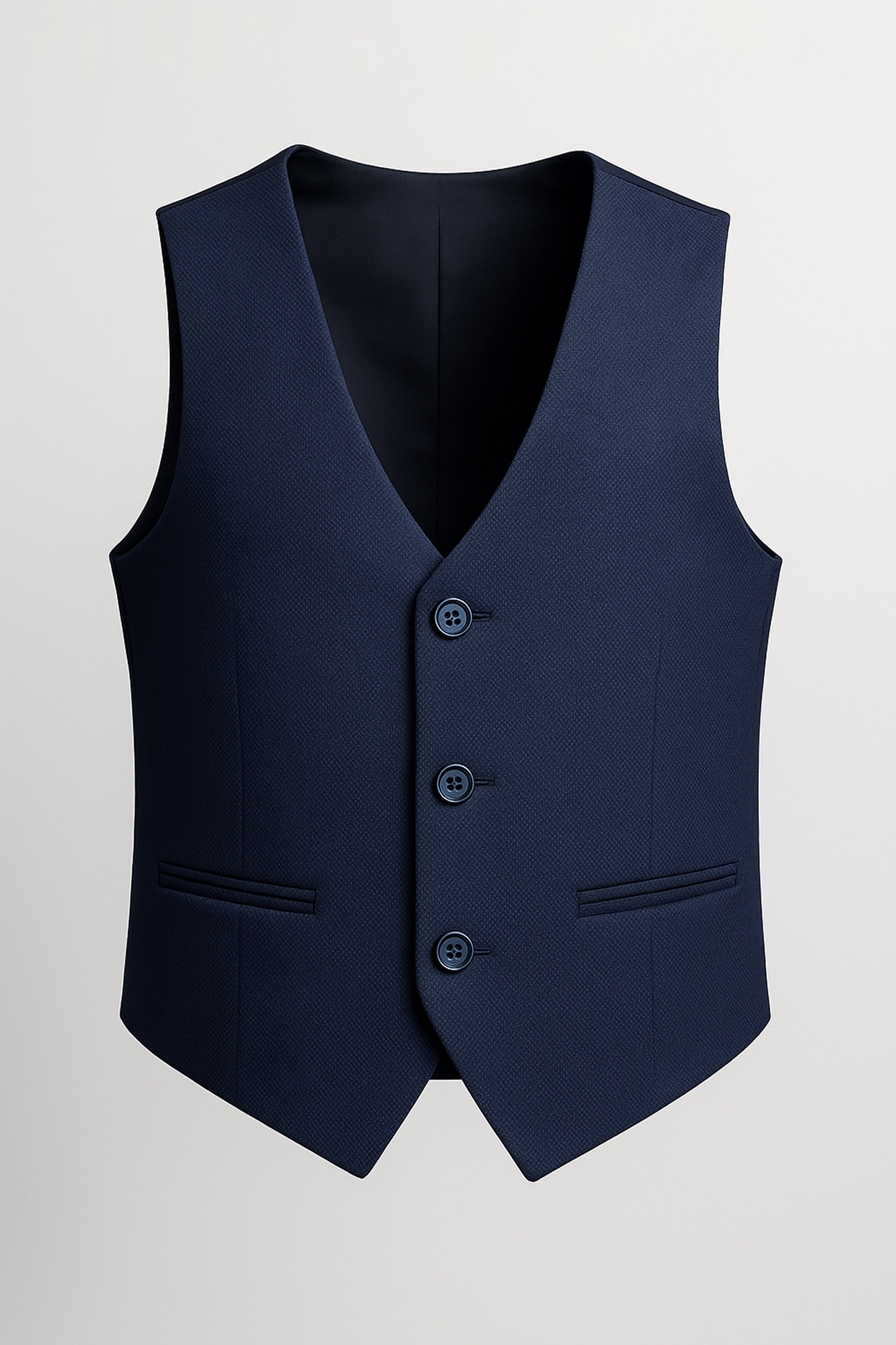 Boys’ 7-Piece Self-Patterned Formal Suit Set - Planet - Navy Waistcoat Front Picture