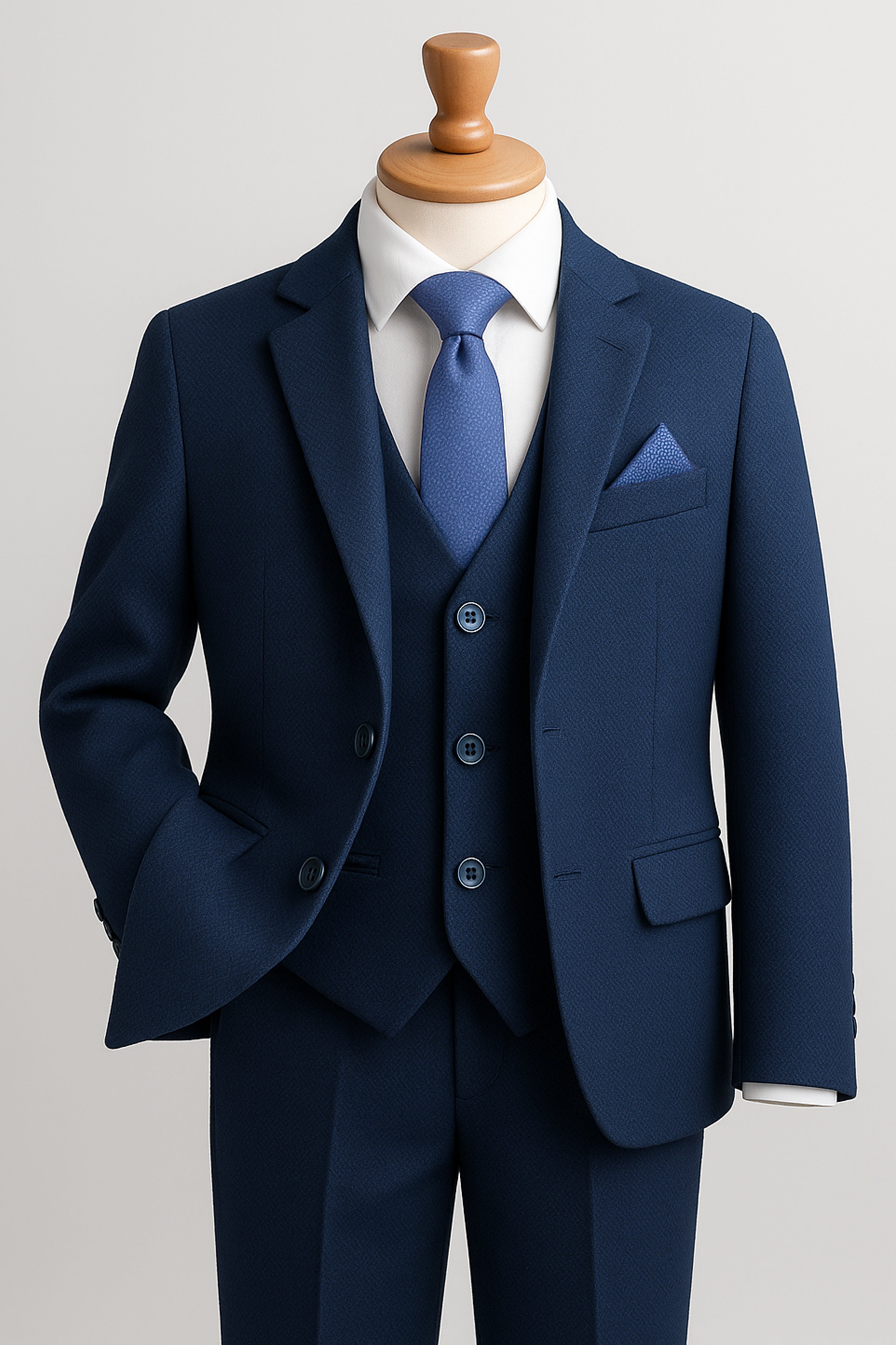 Boys’ 7-Piece Self-Patterned Formal Suit Set - Planet - Navy Front Picture