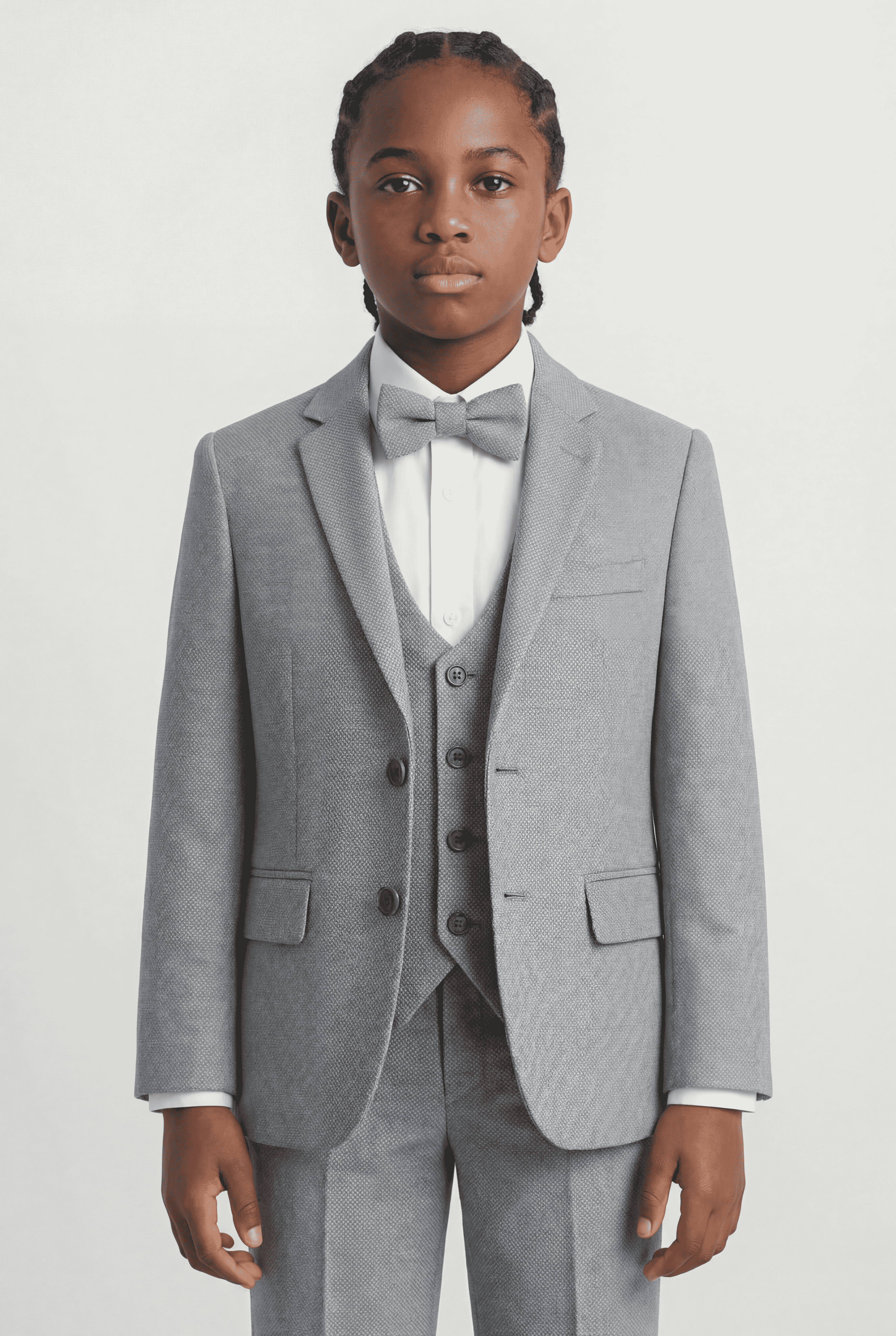 Boys’ 7-Piece Self-Patterned Formal Suit Set - Planet - Grey Model Picture