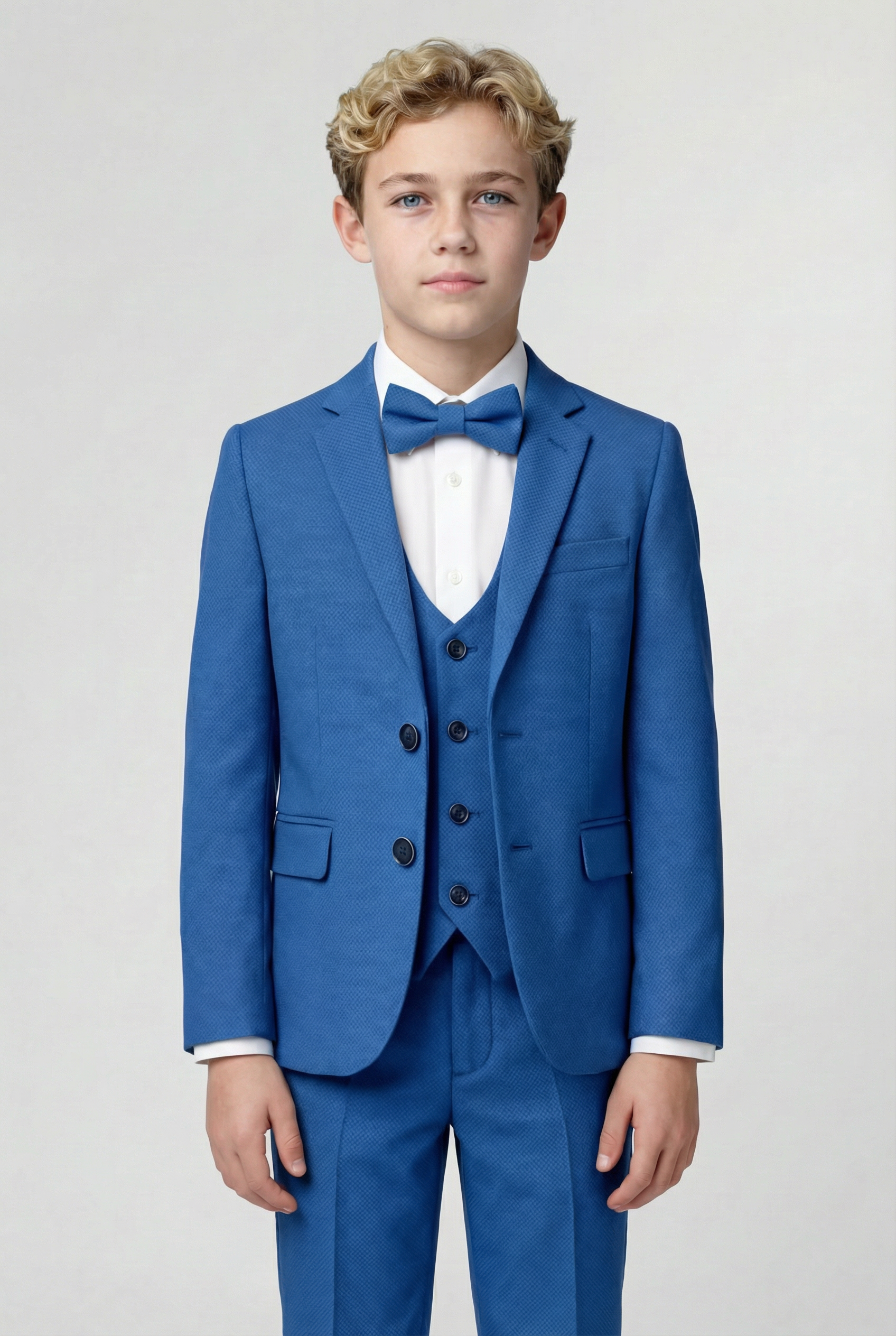 Boys’ 7-Piece Self-Patterned Formal Suit Set - Planet - Indigo Blue