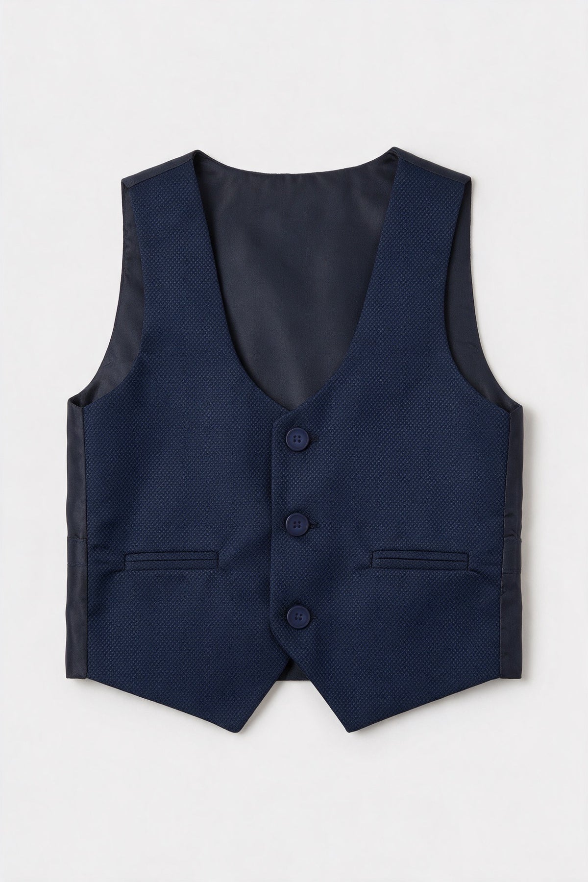 Completo formale a 7 pezzi con motivo tono su tono per ragazzi - Planet - Navy