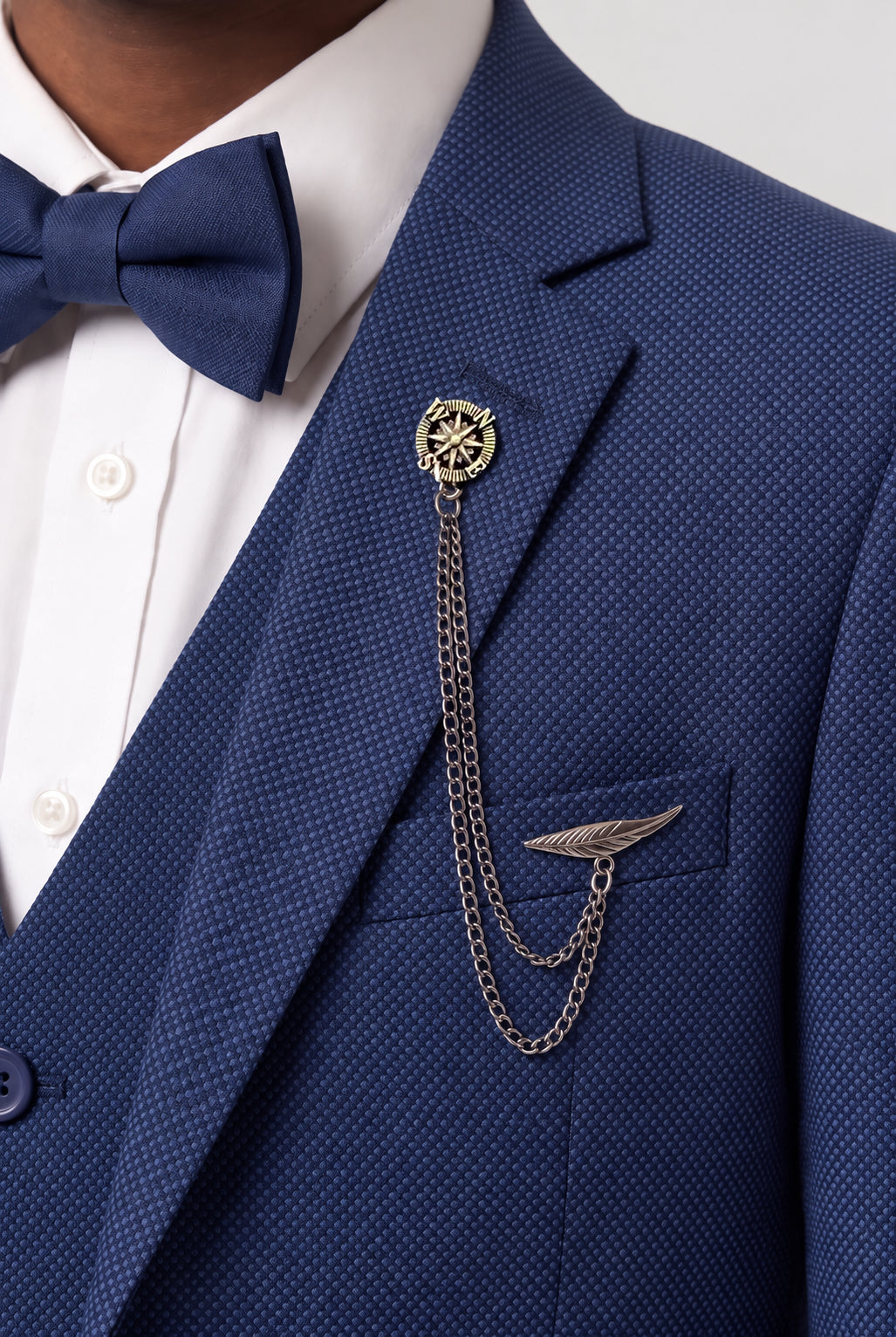 Completo formale a 7 pezzi con motivo tono su tono per ragazzi - Planet - Navy