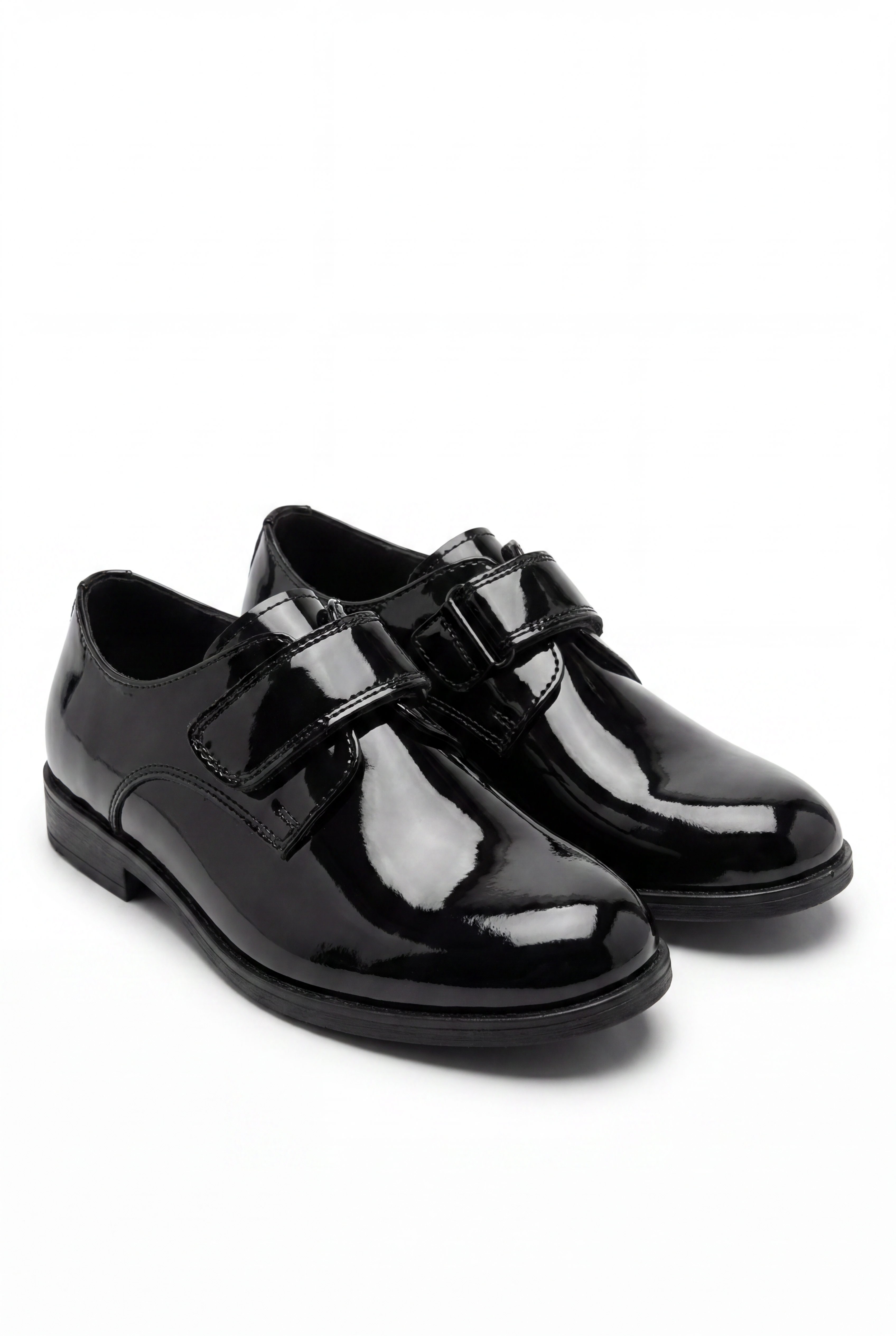 Scarpe eleganti nere con velcro in vernice per ragazzi - MARCO - Nero