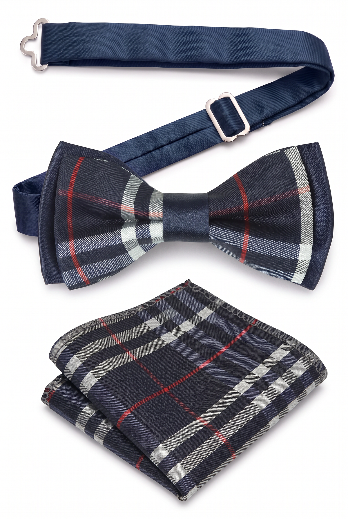 Set di papillon a quadri stile Burberry per bambini - blu navy e Rosso