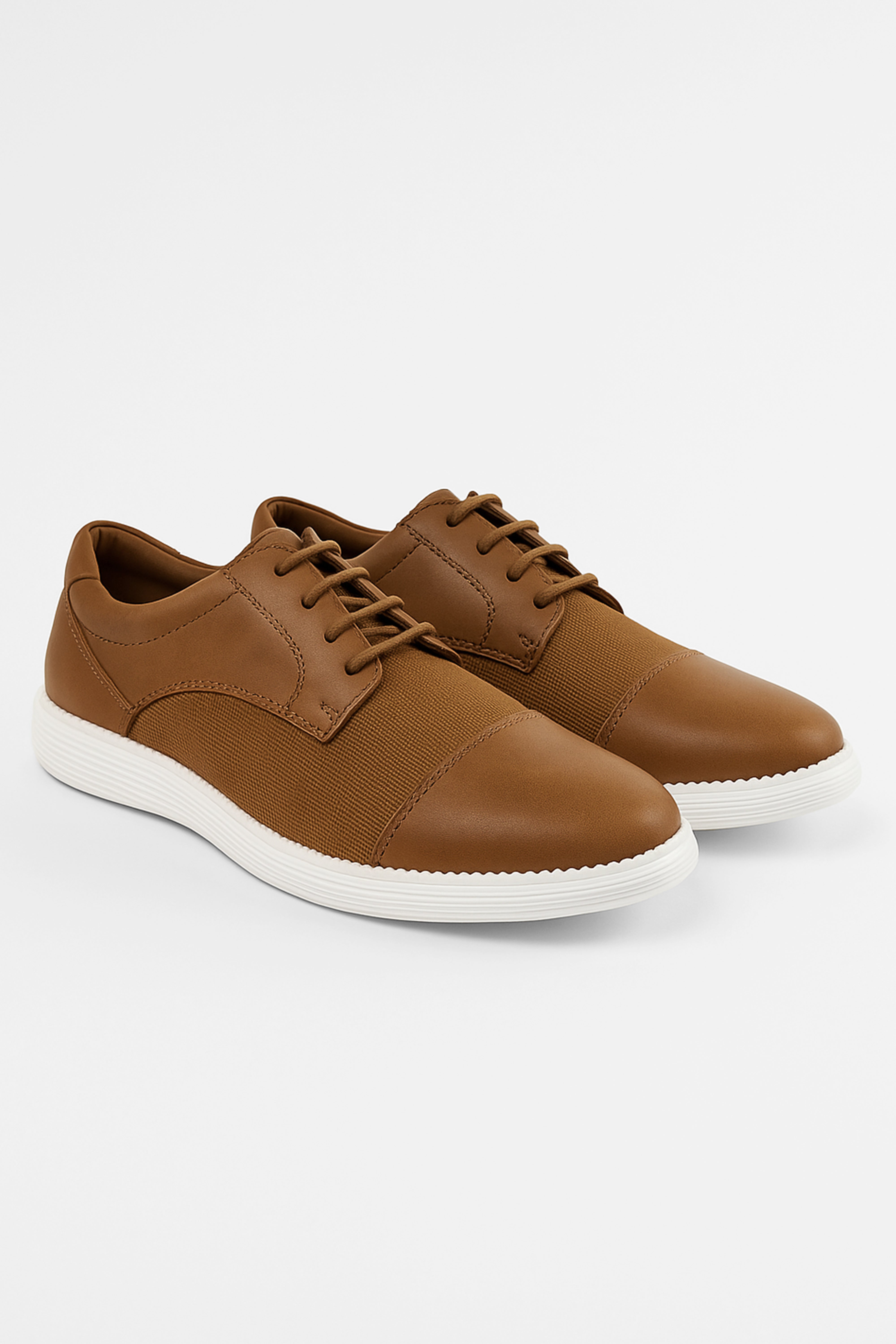 Boys' Casual Derby-style Sneakers - FELIX - Tan Brown Pair Side Picture