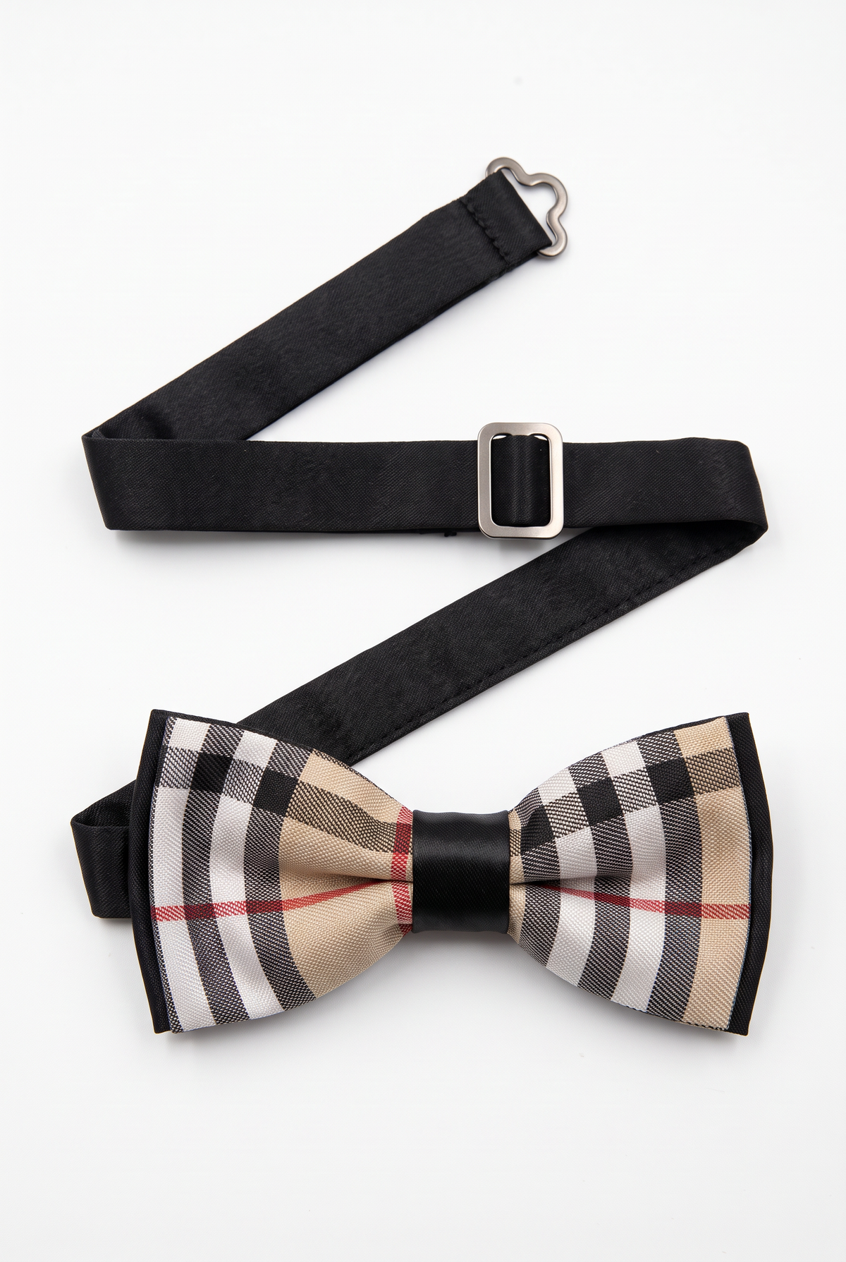 Boys' Checkered Bow Tie - BWC - Beige strap picture
