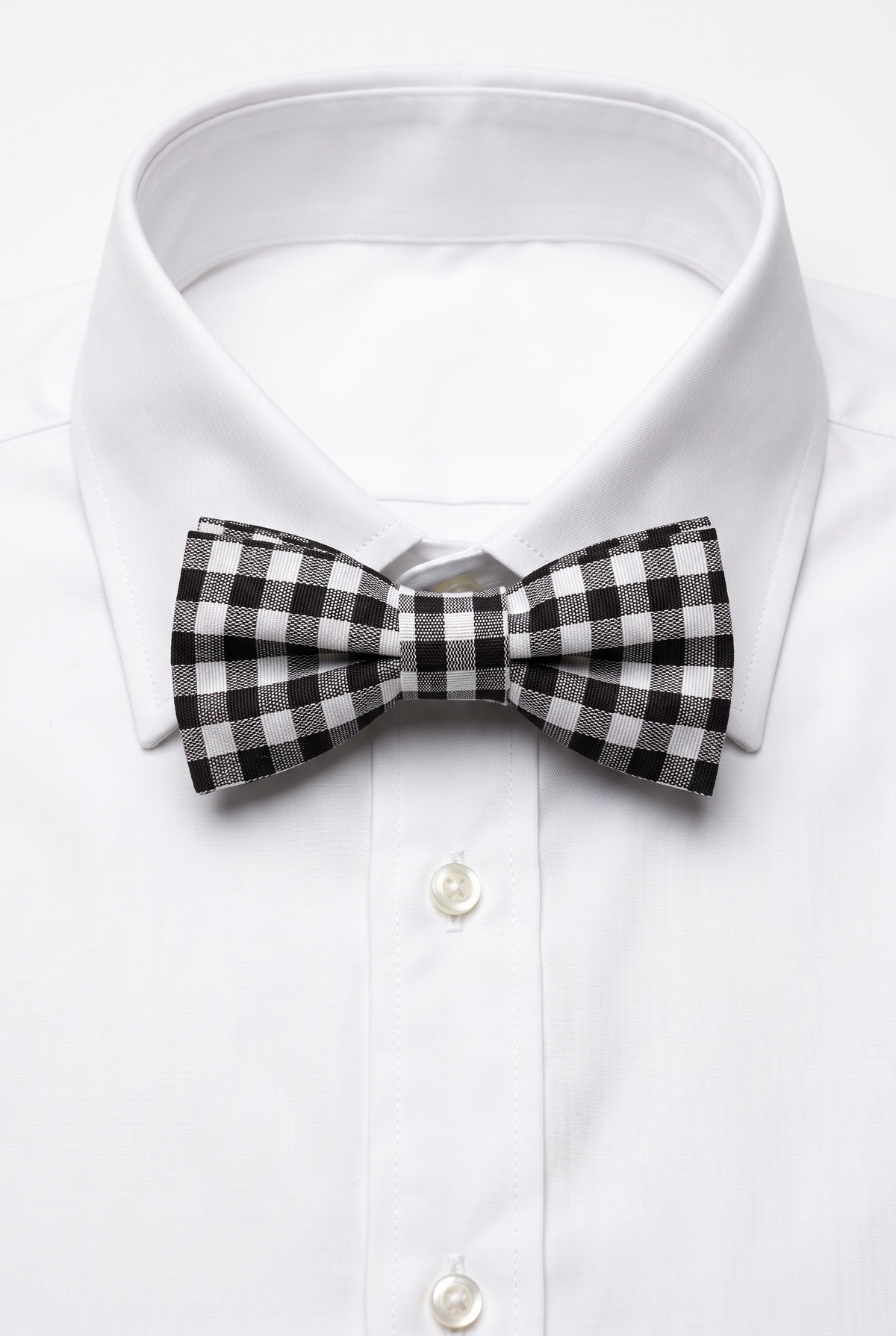 Boys' Checkered Bow Tie - BWC - Black with shirt picture
