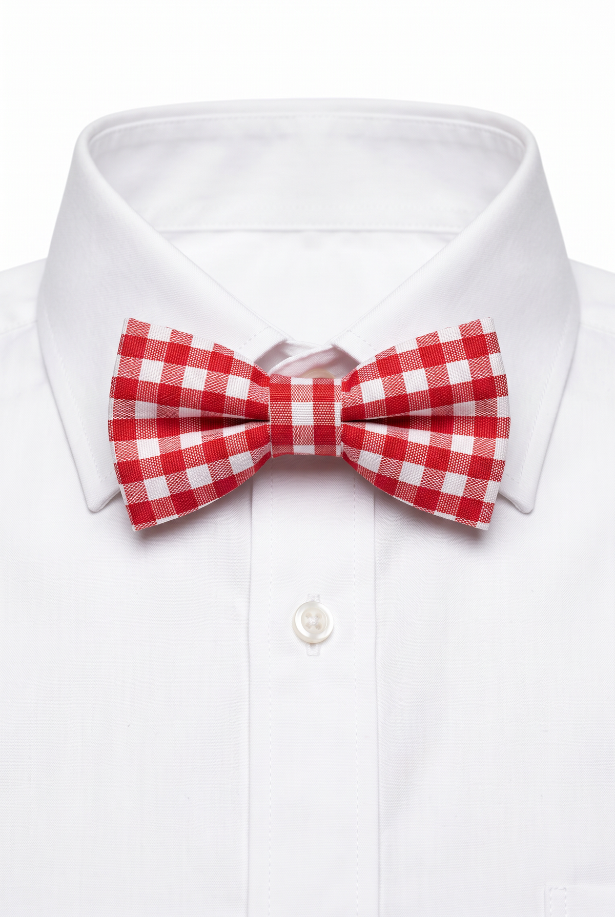 Boys' Checkered Bow Tie - BWC - Red with shirt