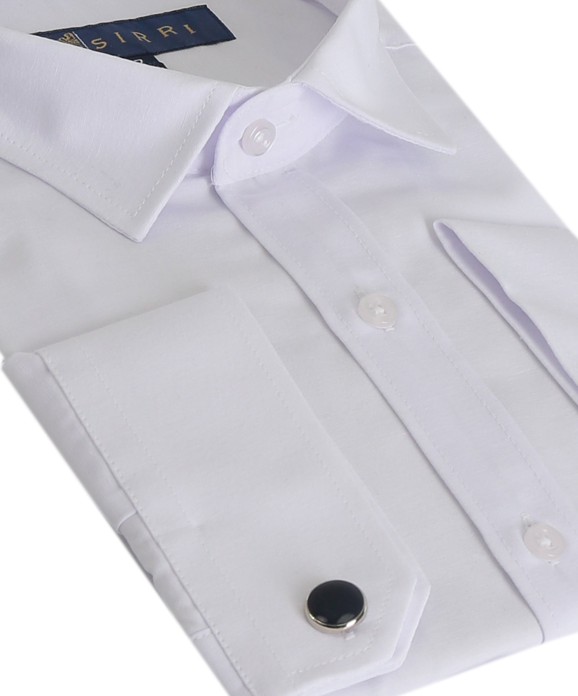 Chemise classique à col pour garçons avec boutons de manchette - Blanc