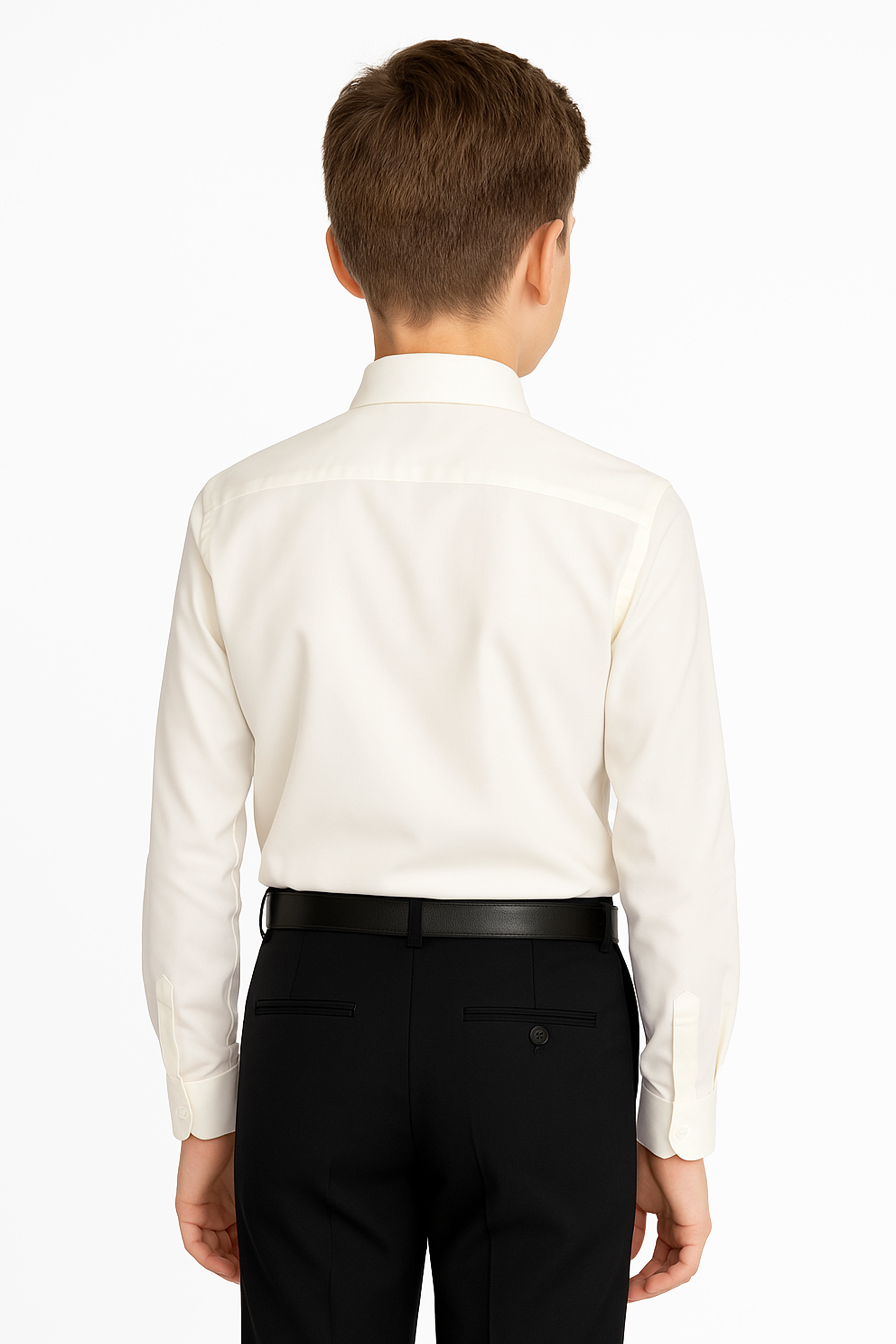 Boys Cotton Classic Collar Long Sleeve Shirt - Ivory