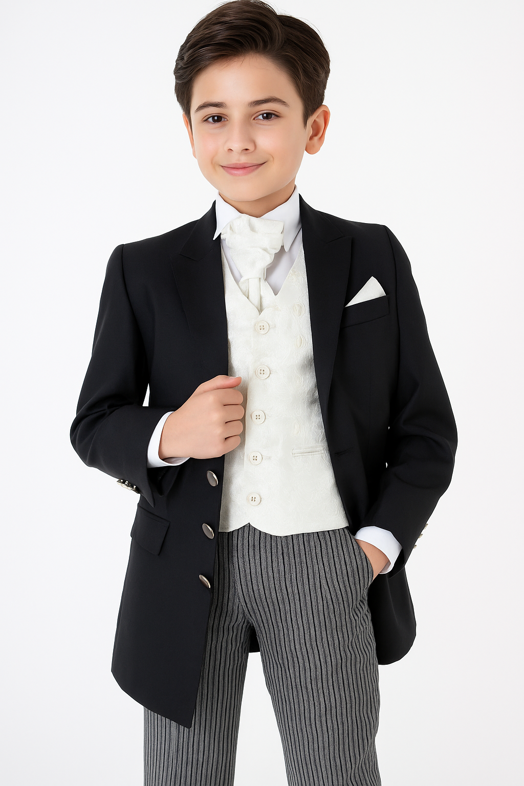 Jungen Kompletter Morgenanzug - Schwarz - Elfenbein