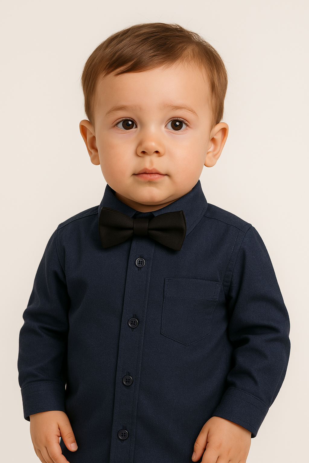 Boys’ Cotton Classic Collar Long Sleeve Formal Shirt Model Picture