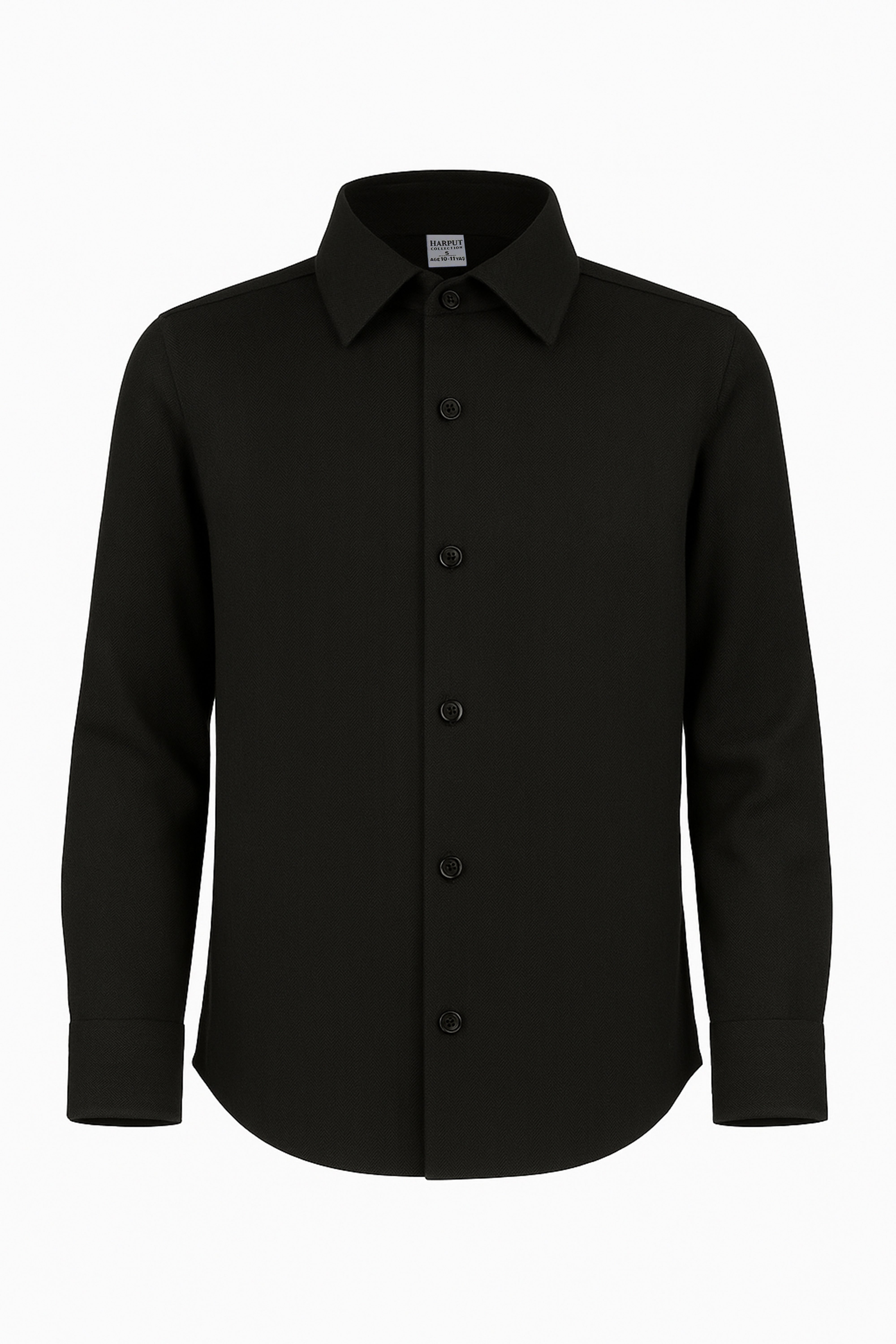Chemise habillée classique à herringbone noir pour garçons - HARPUT - Noir