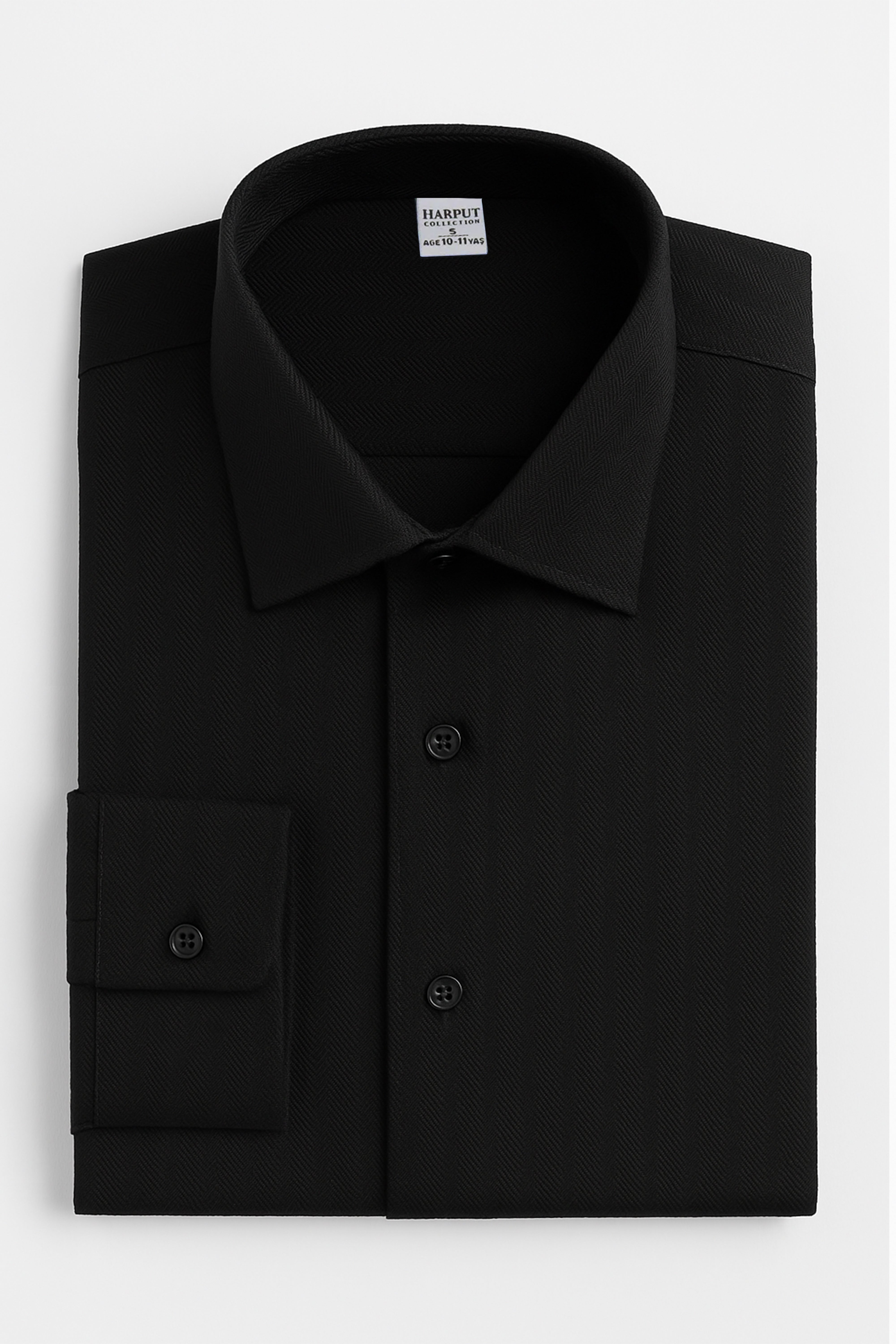 Chemise habillée classique à herringbone noir pour garçons - HARPUT - Noir