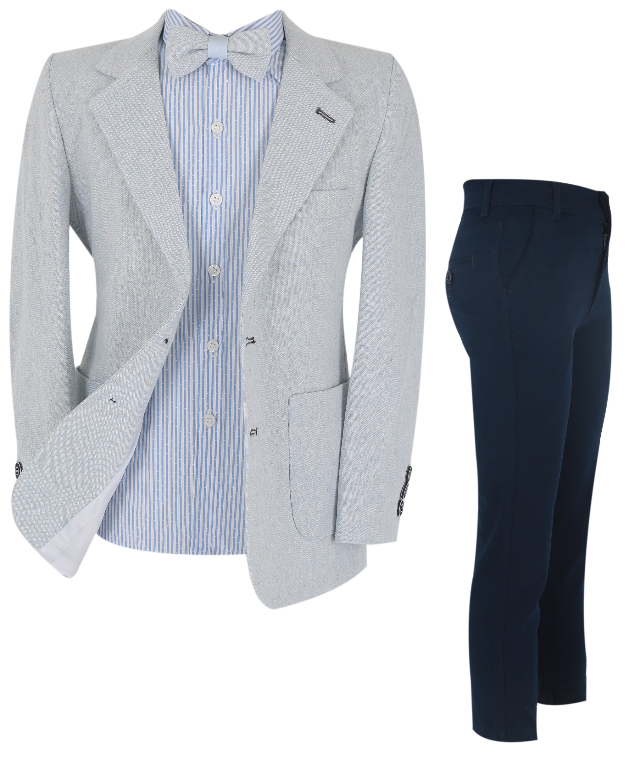 Boys Cotton Blend Classic Combined Suit Set - Blue Navy
