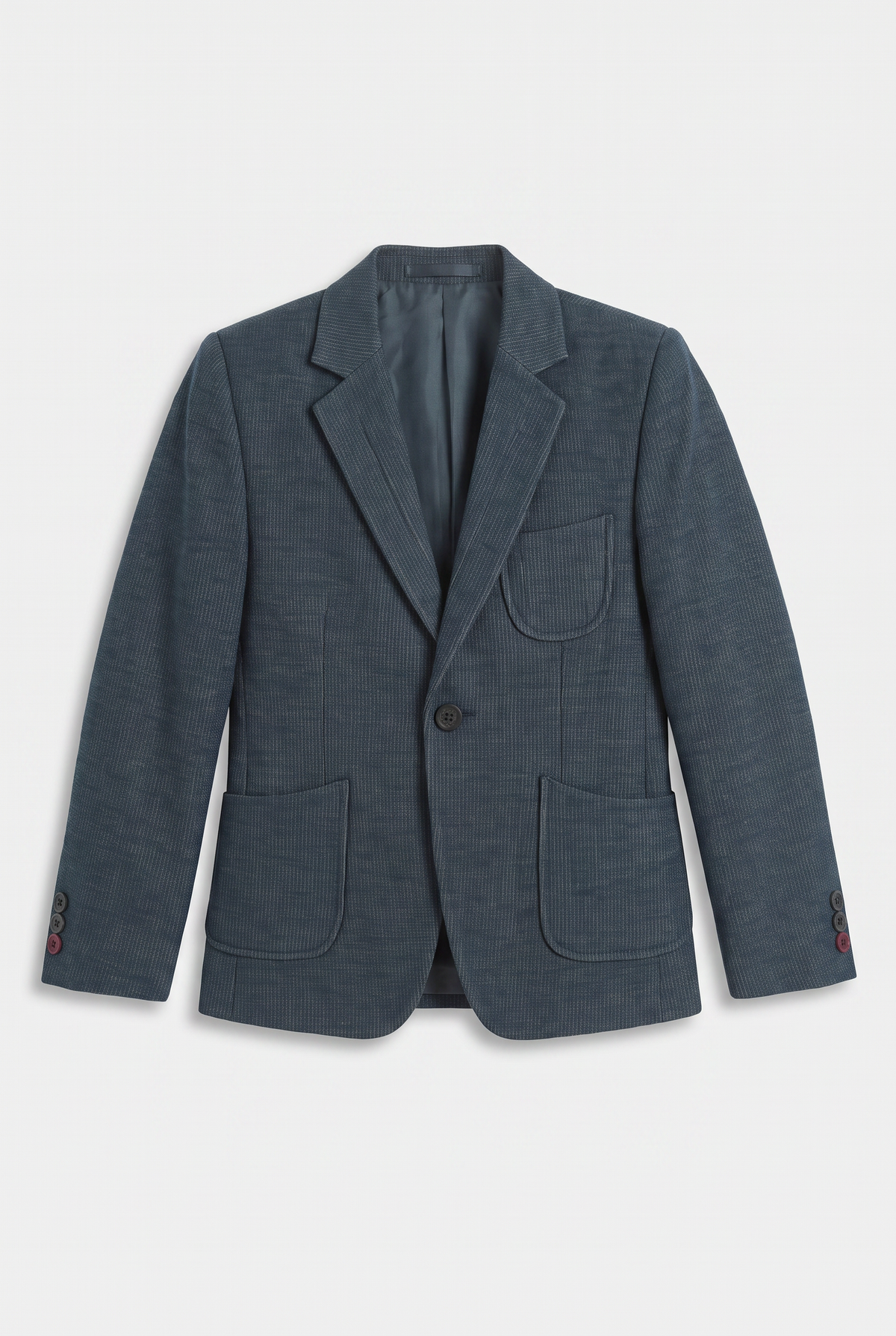 Boys Cotton Blend Slim Fit Formal Twill Blazer - Khaki Green