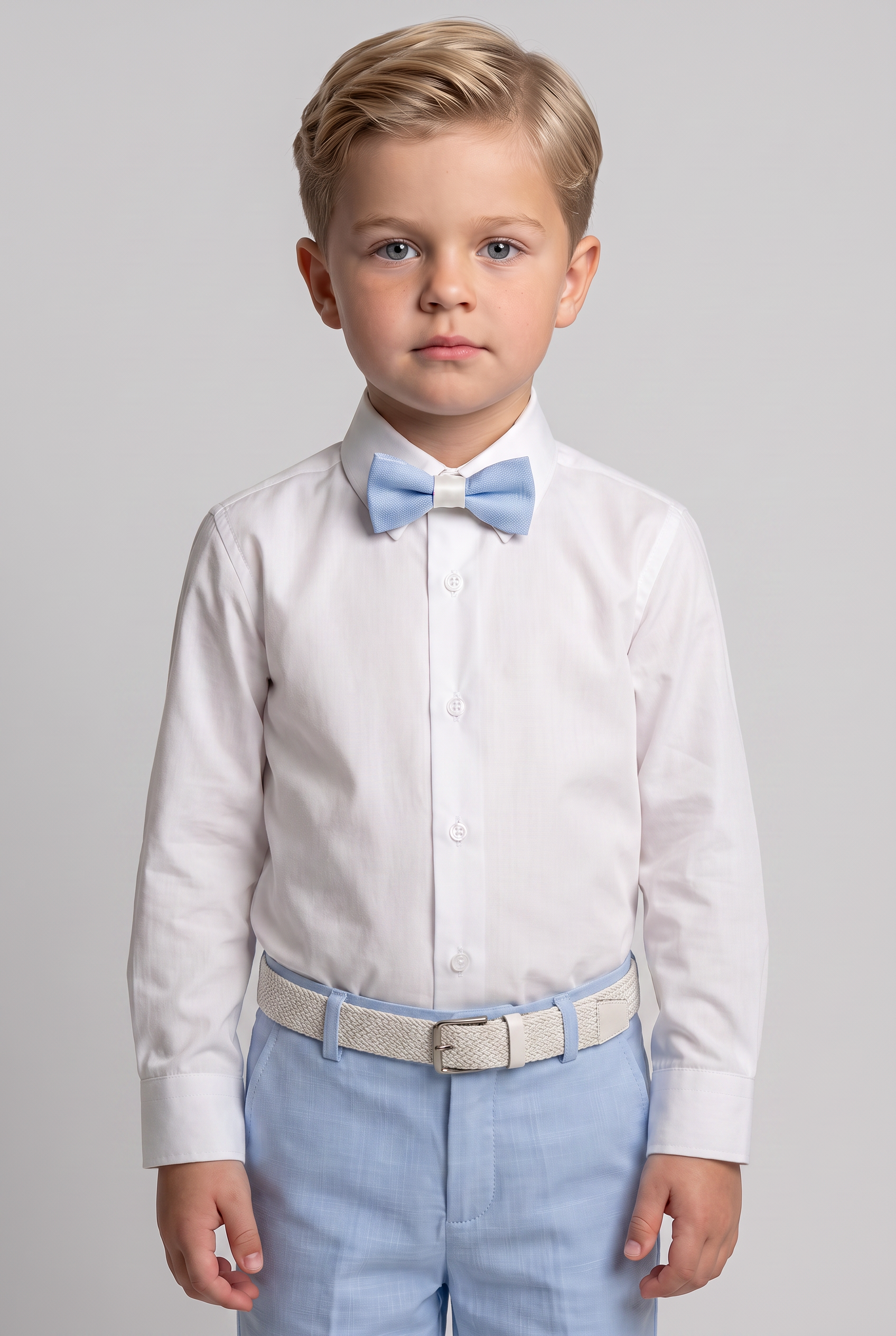 Boys Cotton Piping Sky Blue Shorts Suit - Blue Model Front Picture