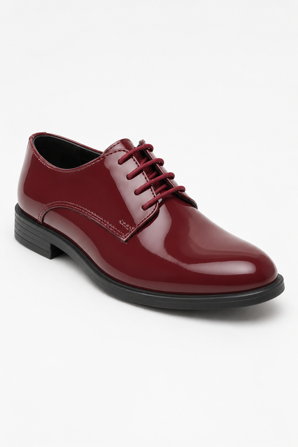Zapatos formales Derby para niño de charol con cordones - color vino