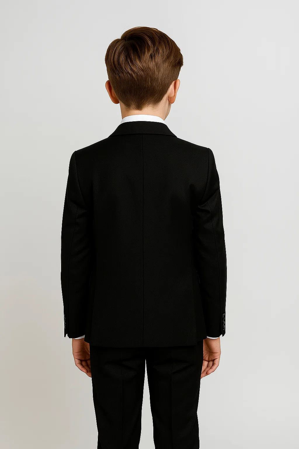 بدلة رسمية للأولاد مع صديرية منقوشة وطقم كرافات - أنطونيو - أسود - وردي