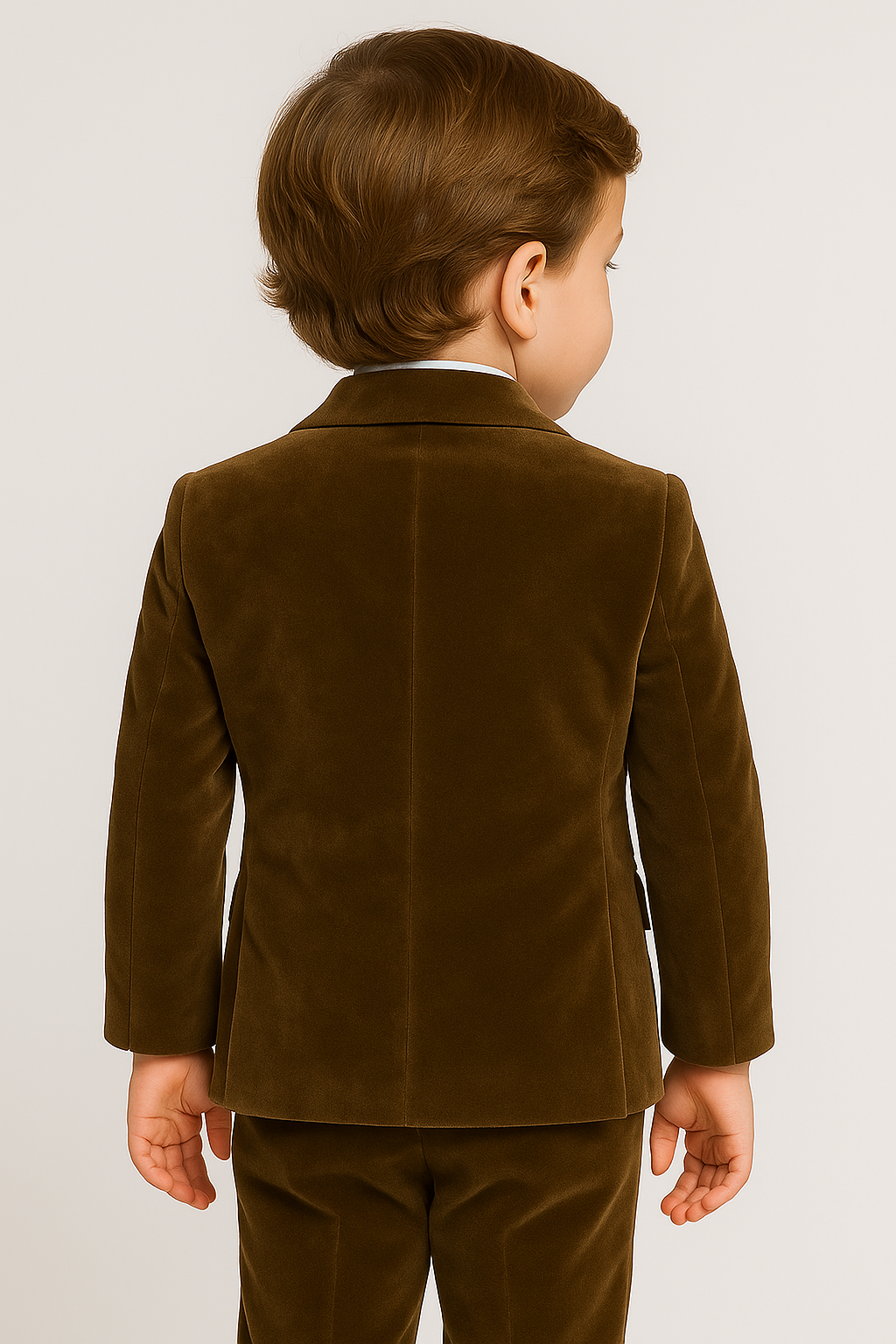 Costume Formel en Velours Marron Café pour Garçons - Marron Café