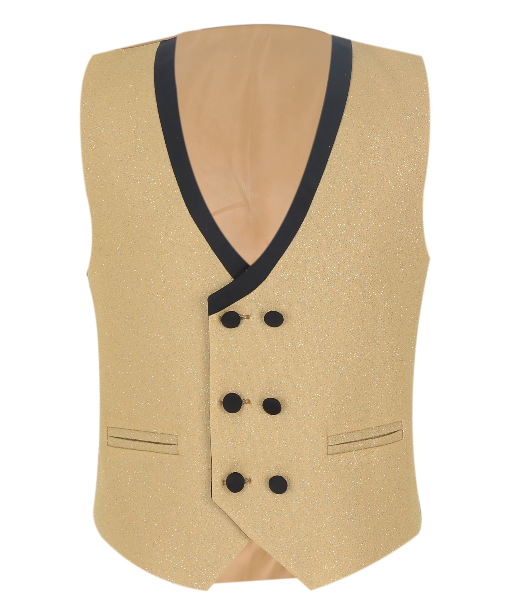 Boys Glittery Slim Fit Tuxedo Dinner Suit - Gold Wasitcoat Picture