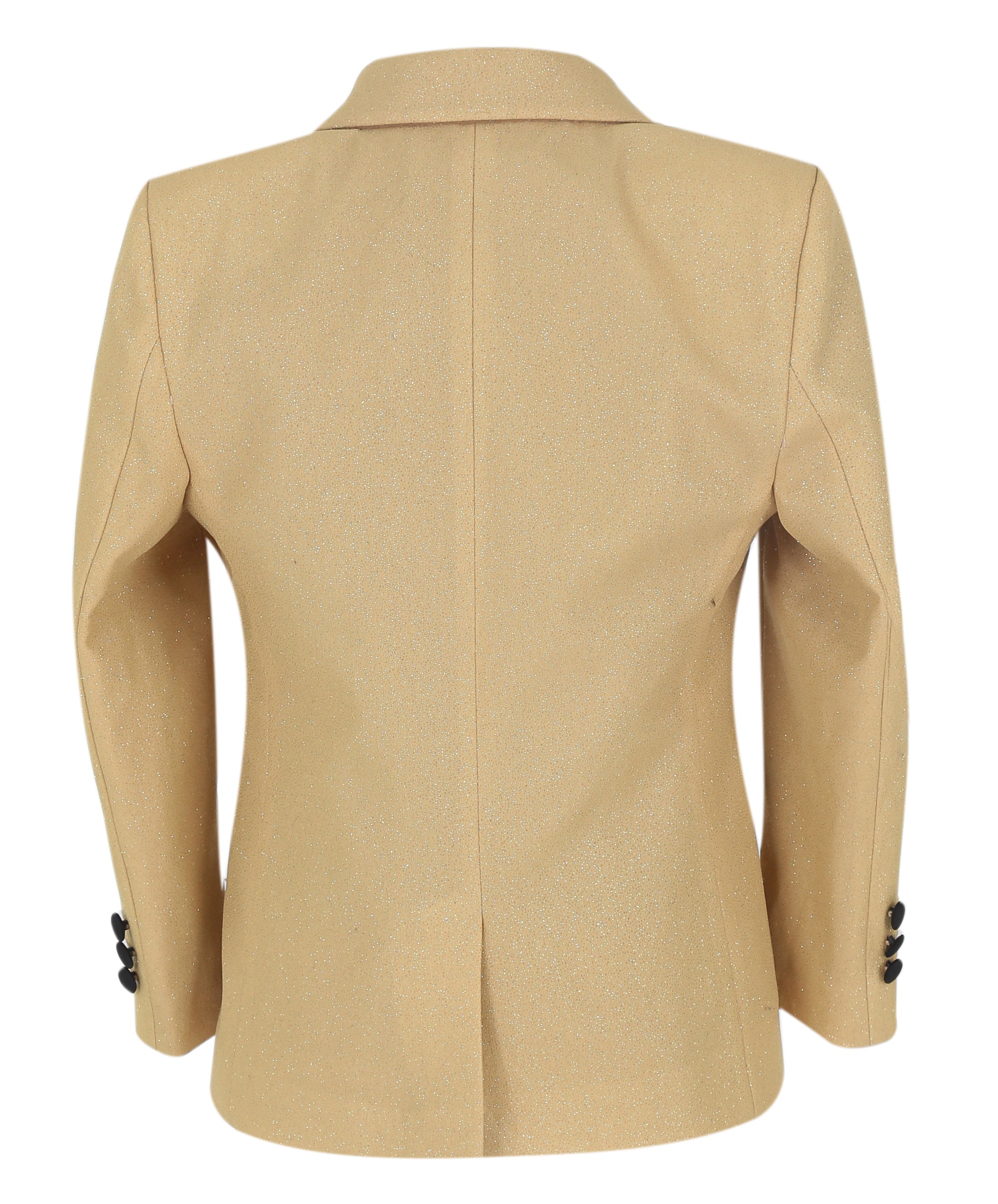 Boys Glittery Slim Fit Tuxedo Dinner Suit - Gold Jacket Back Picture