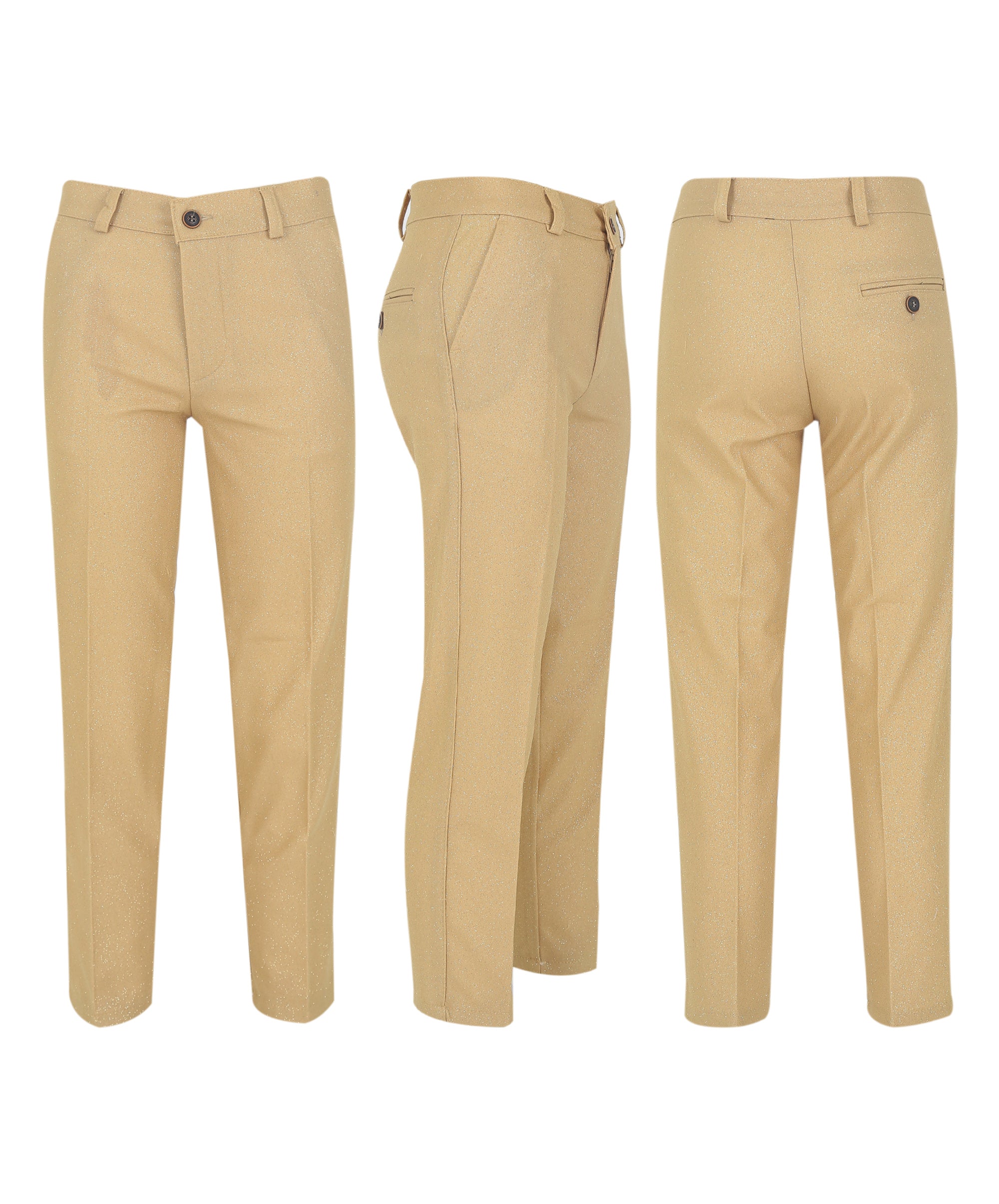 Boys Glittery Slim Fit Tuxedo Dinner Suit - Gold Trousers Picture