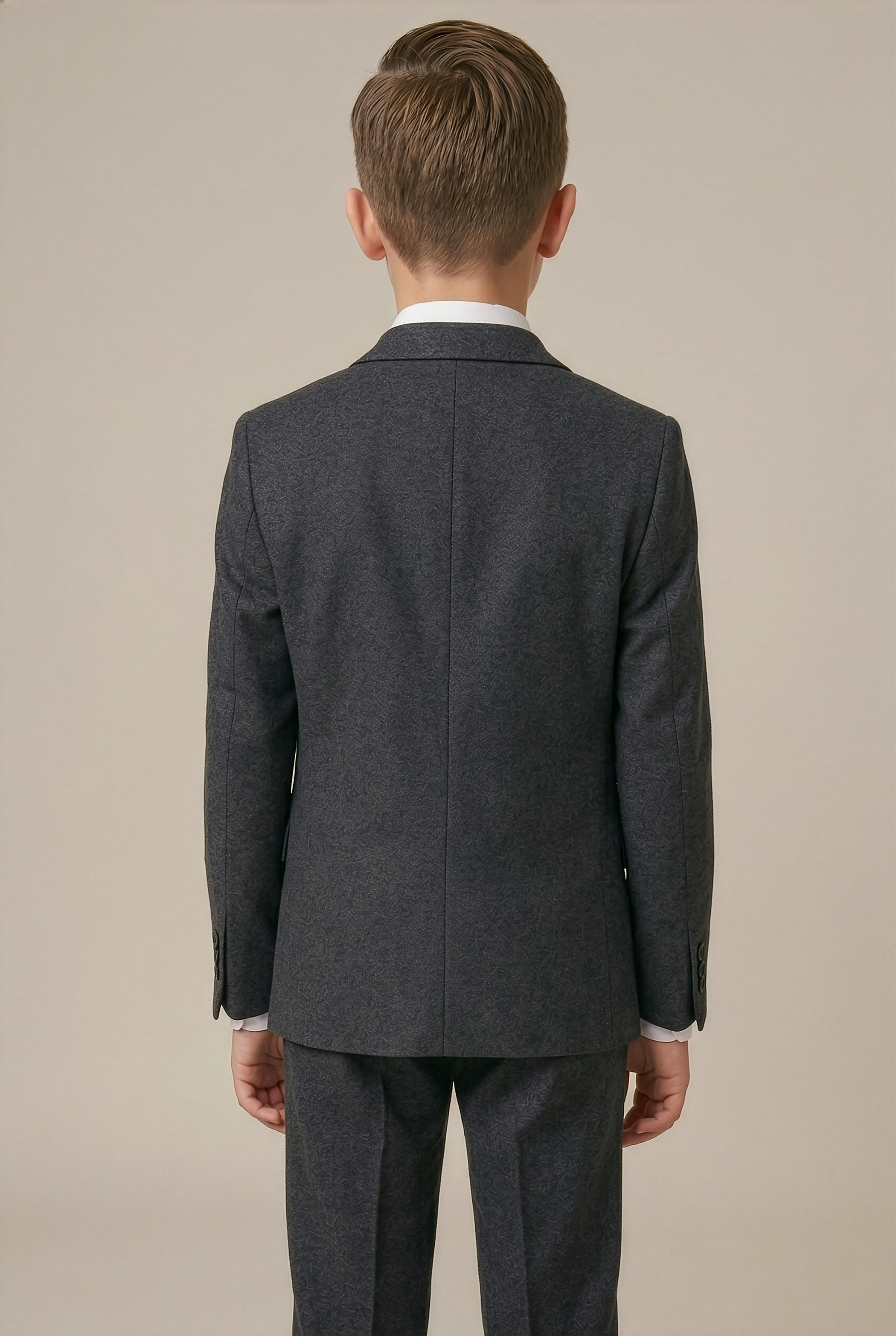 Jungen Husky Tweed Maßgeschneiderter Grauer Anzug - ADAM - Dunkelgrau