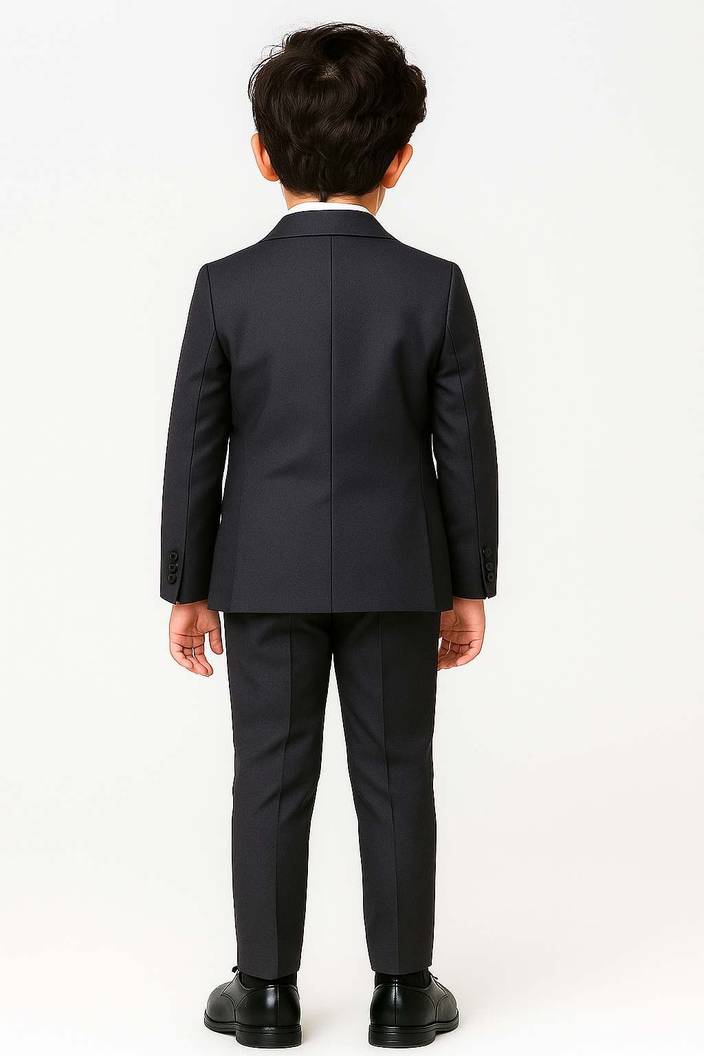 Boys Italian Cut Formal Dark Grey Suit - Charcoal Grey Back Picture