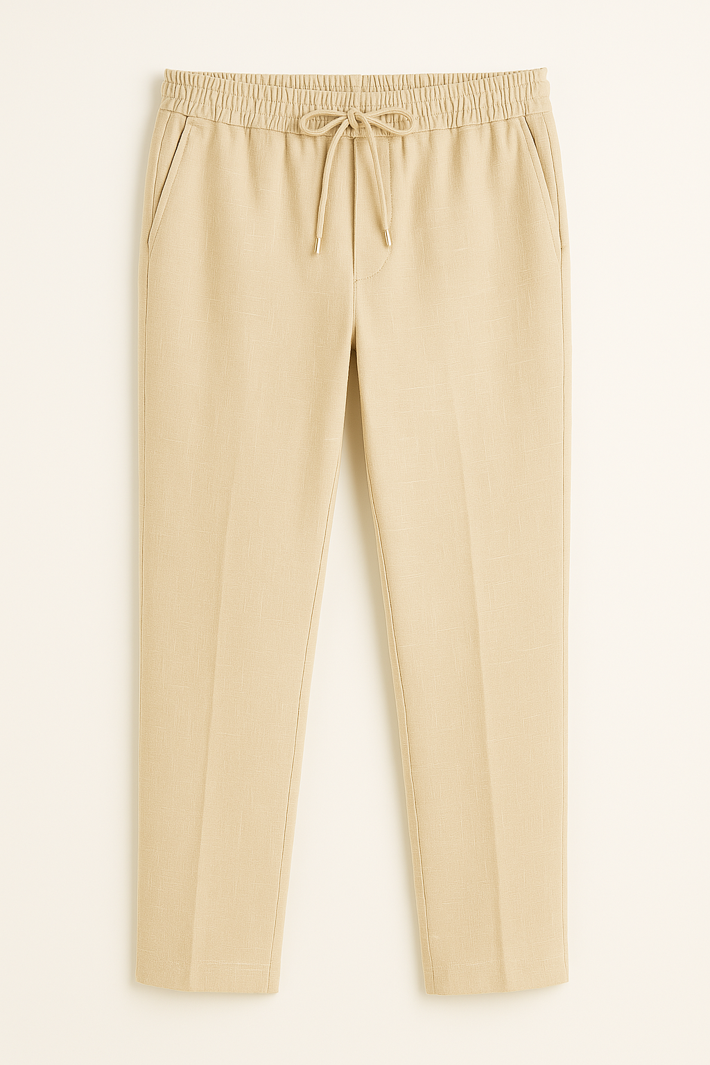 Costume garçon en lin 2 pièces – Coupe slim – Style décontracté avec pantalon jogger – Beige