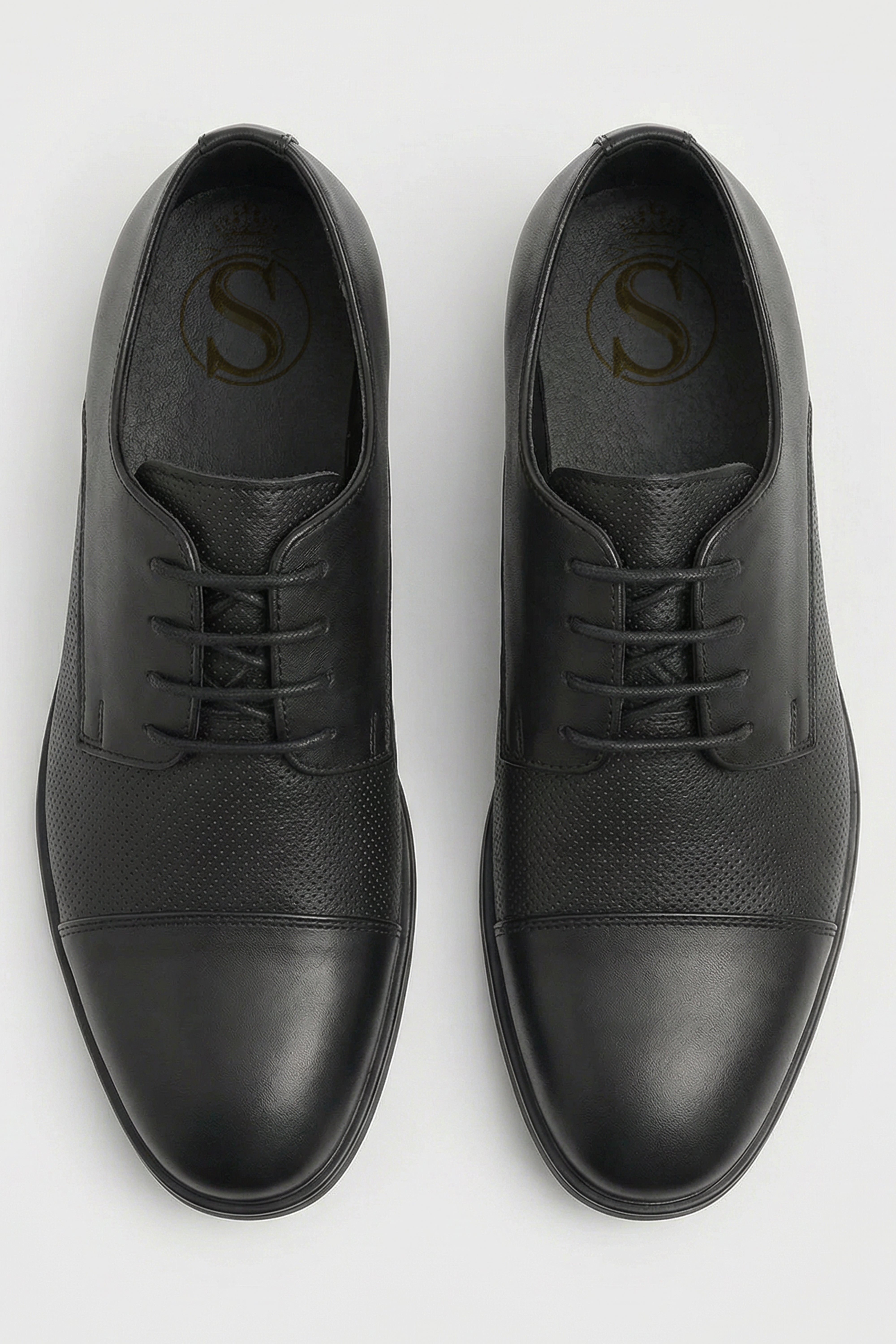 Boys Matte Lace Up Derby Shoes - Nevada - Black Front Picture