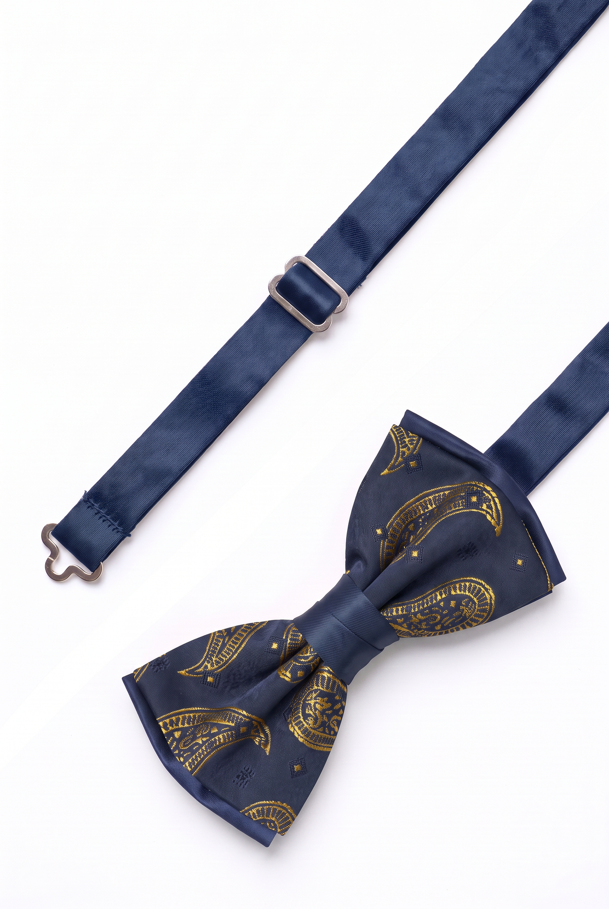 Pajarita para niños y hombres, o conjunto de pajarita y pañuelo de bolsillo - Azul marino y dorado