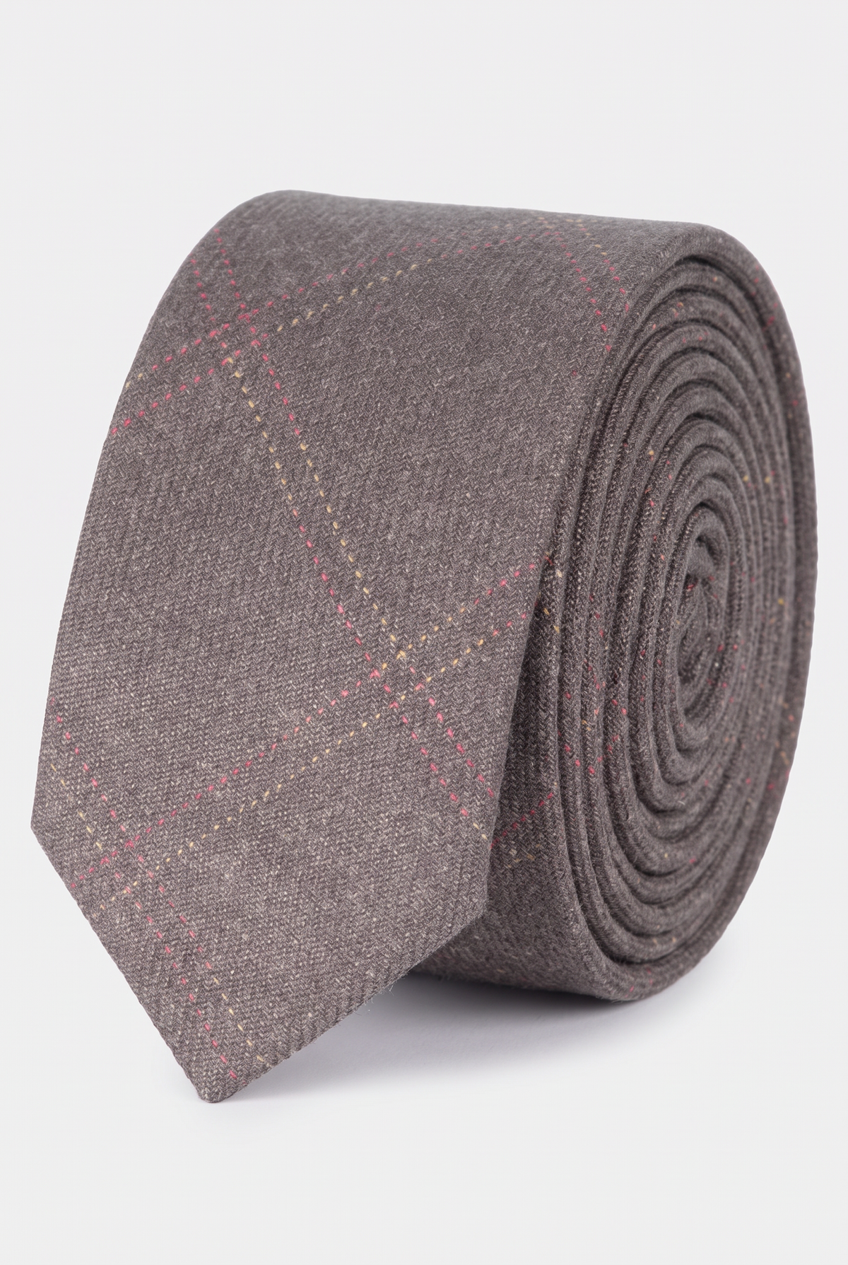 Jungen & Herren Tweed Karo Schlanke Krawatten-Set - Tan Braun