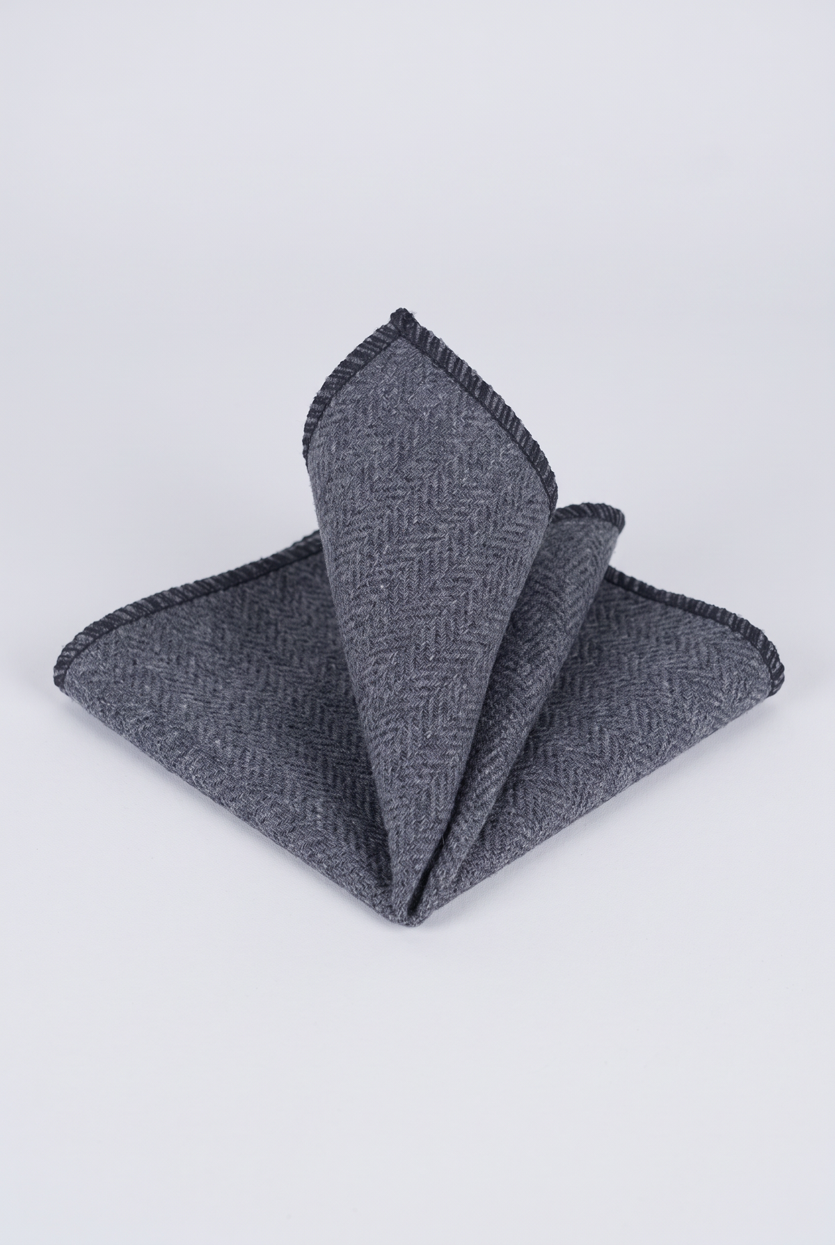 Boys & Men's Herringbone Tweed Pocket Handkerchief - Grey